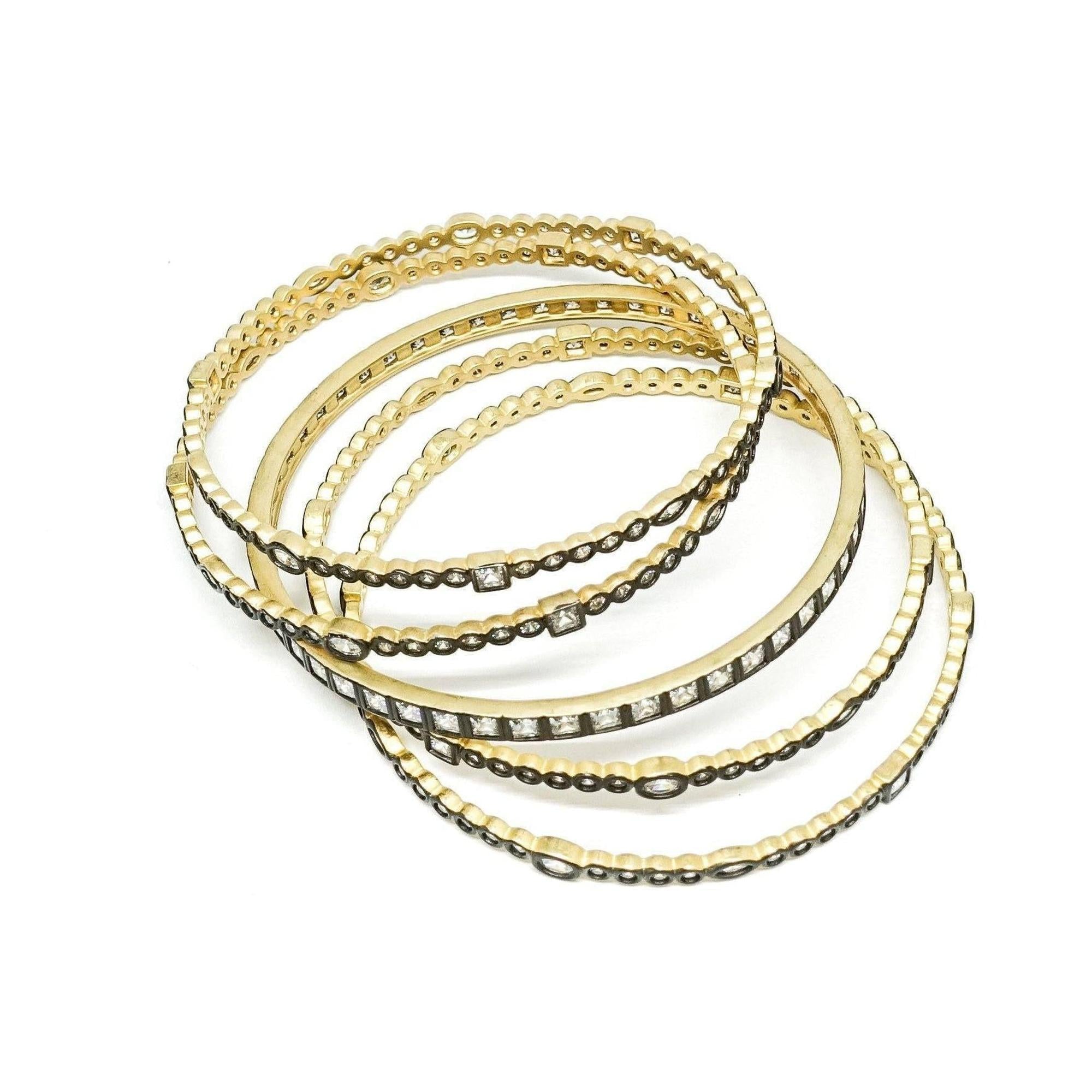 Freida Rothman Alternating Stone Radiance Bangle Stack