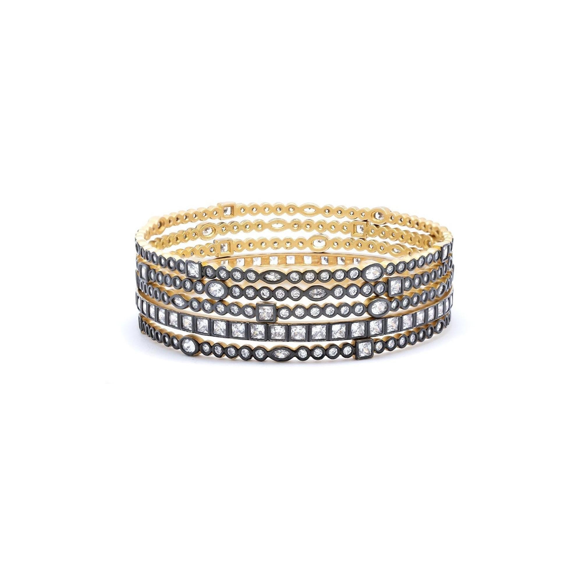 Freida Rothman Alternating Stone Radiance Bangle Stack