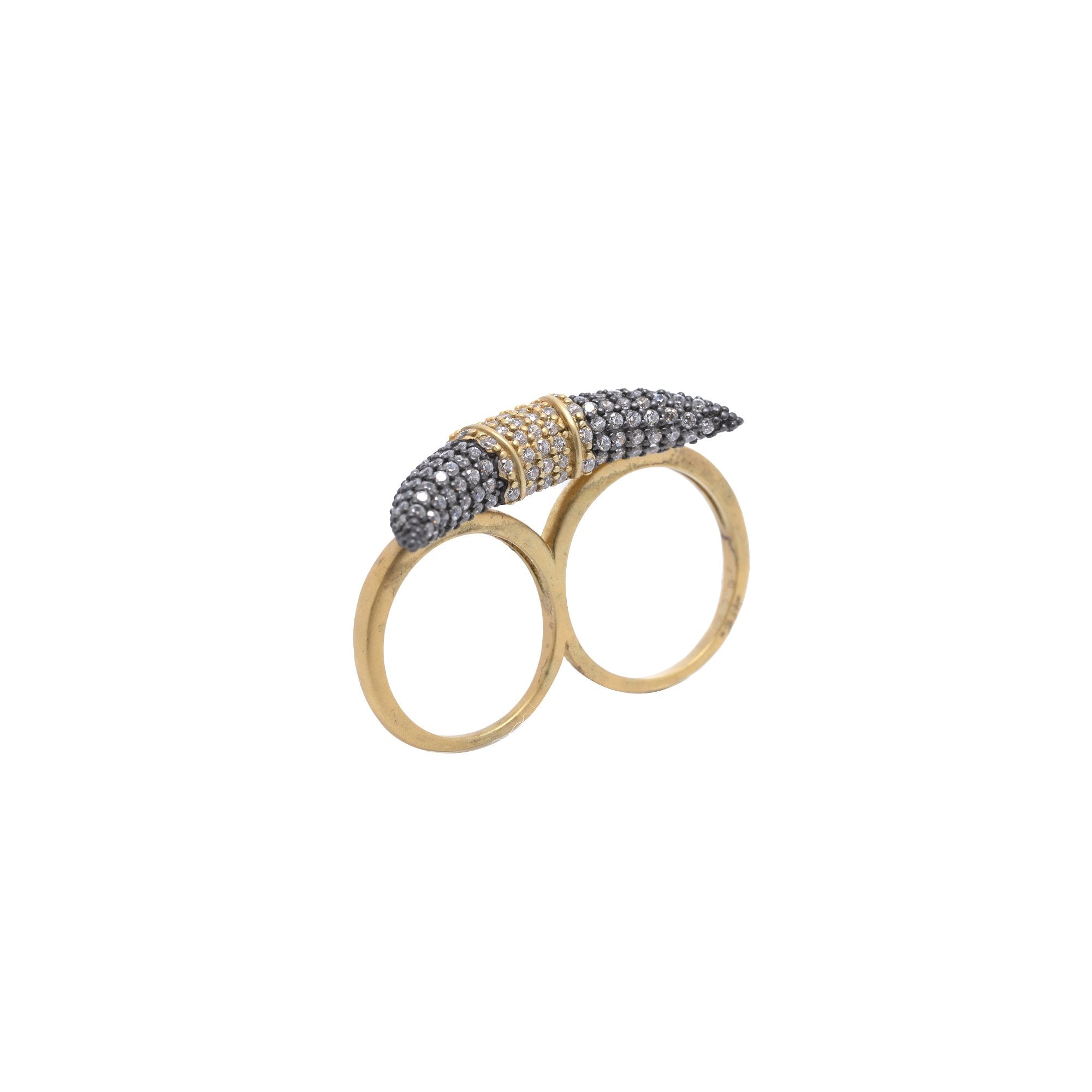 Freida Rothman CZ Pave Horn Two-Finger Ring