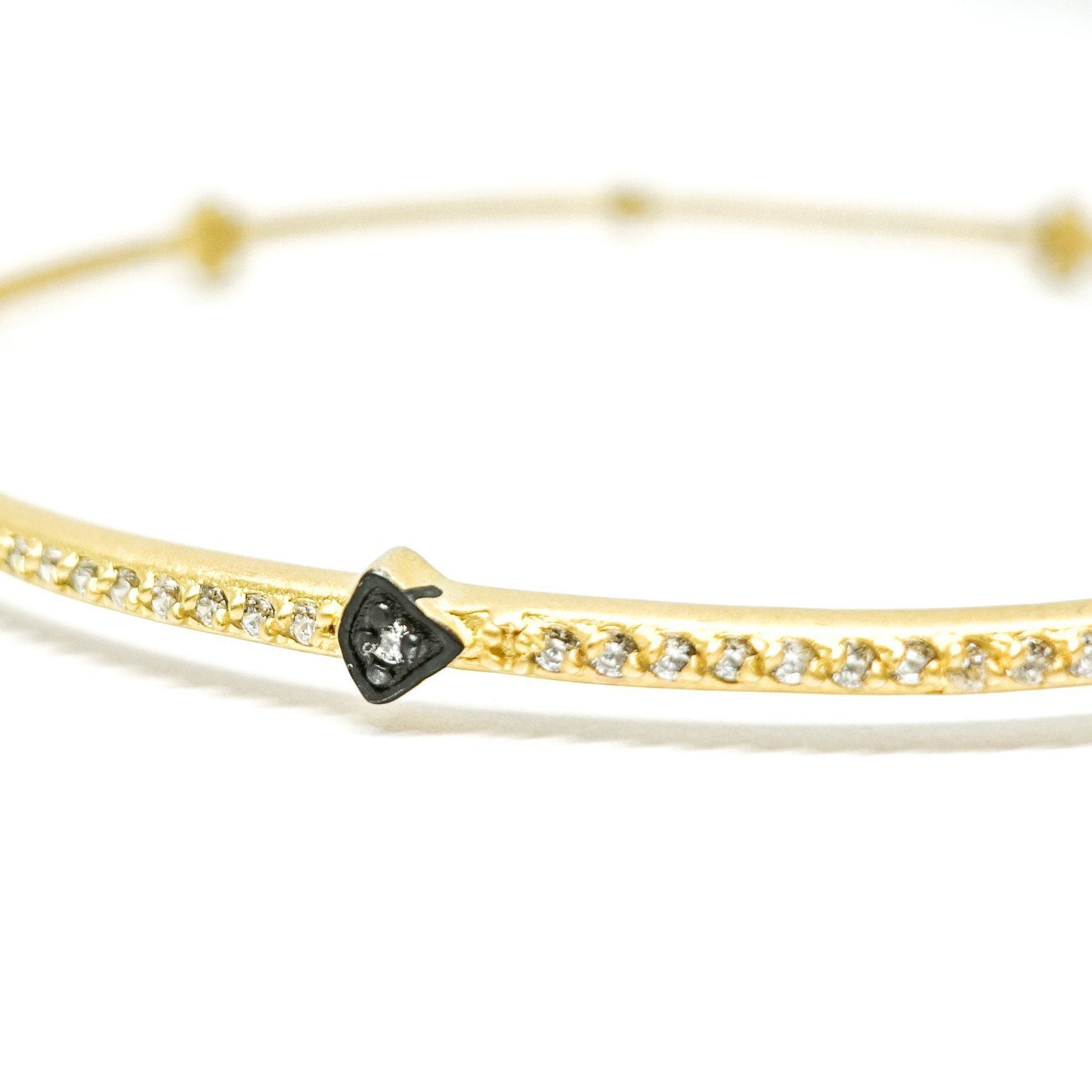 Freida Rothman Clover Station Bangle in 14kt Gold Plated Sterling Silver with Cubic Zirconias