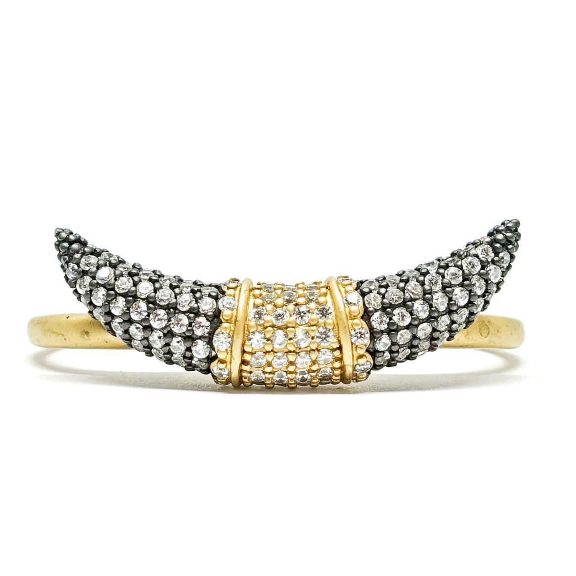 Freida Rothman Crystal Horn Double Ring in 14kt Gold