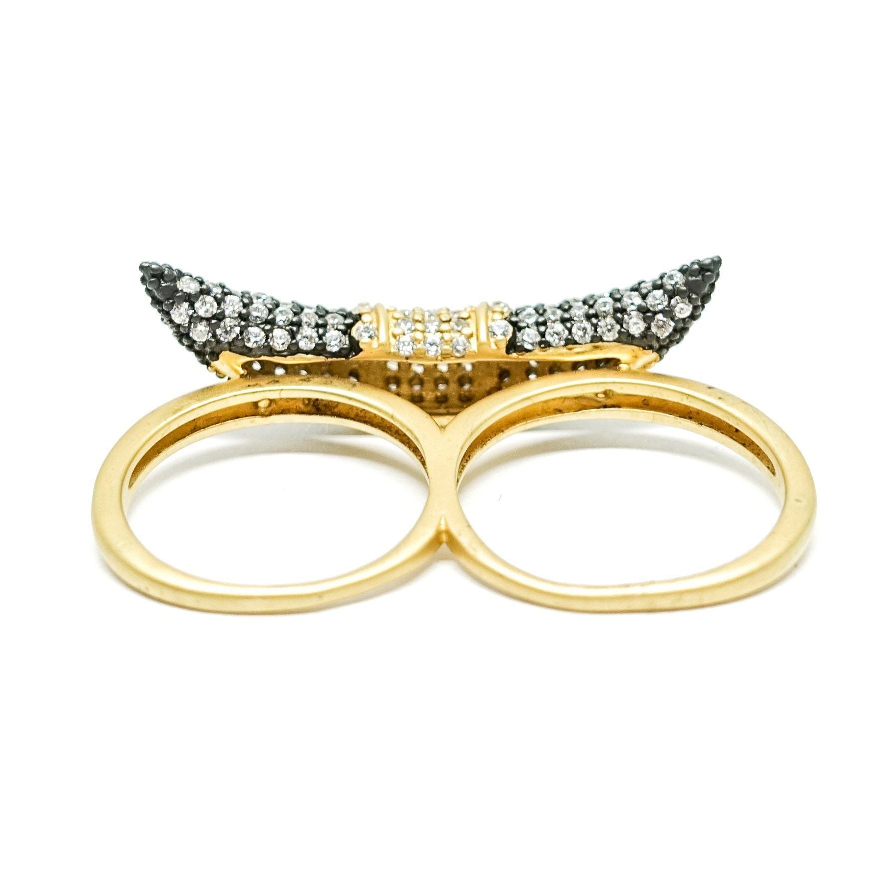 Freida Rothman Crystal Horn Double Ring in 14kt Gold