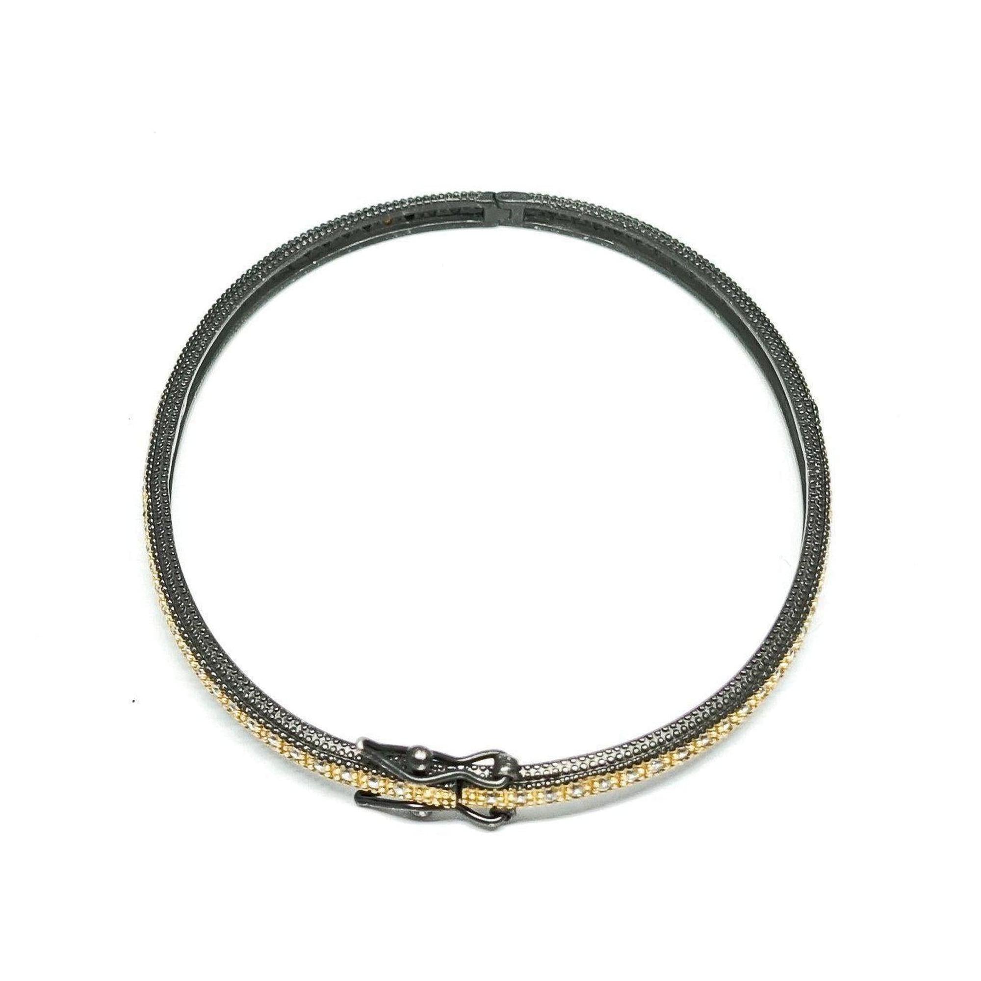 Freida Rothman Skinny Bangle in 14kt Gold Plated Sterling Silver with Cubic Zirconias