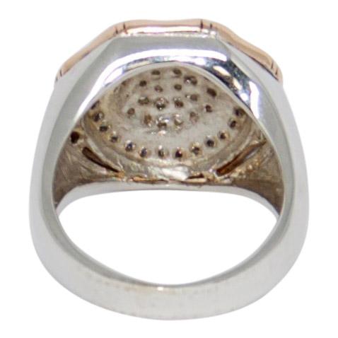 Gent's Two-Tone Pave Diamond and Blue Sapphire Ring