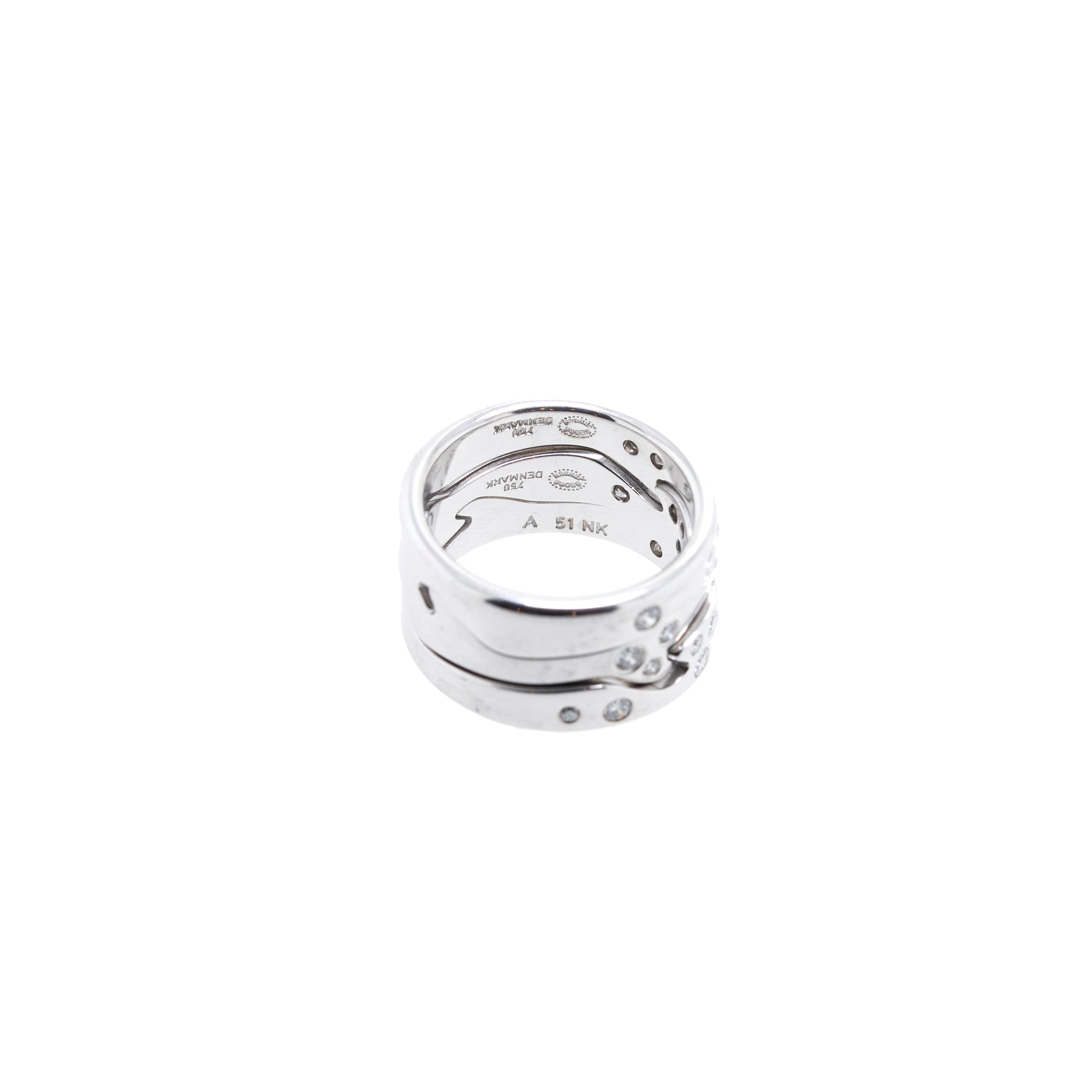 Georg Jensen 18k White Gold Diamond Fusion 3 Piece Ring Set