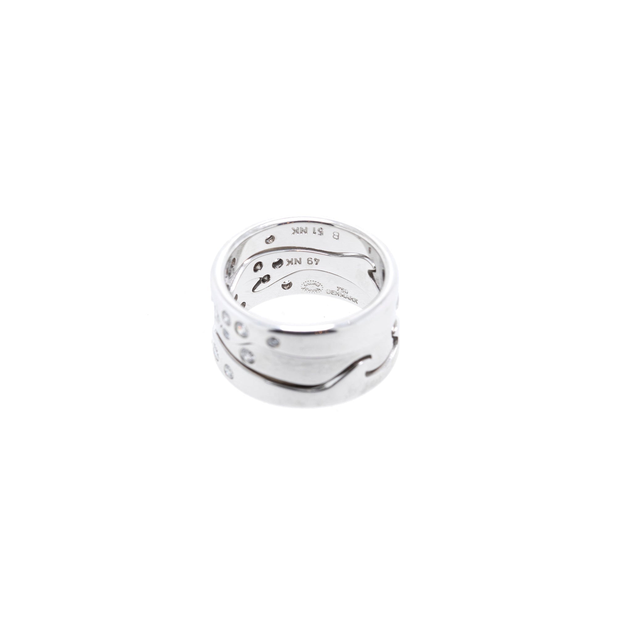 Georg Jensen 18k White Gold Diamond Fusion 3 Piece Ring Set