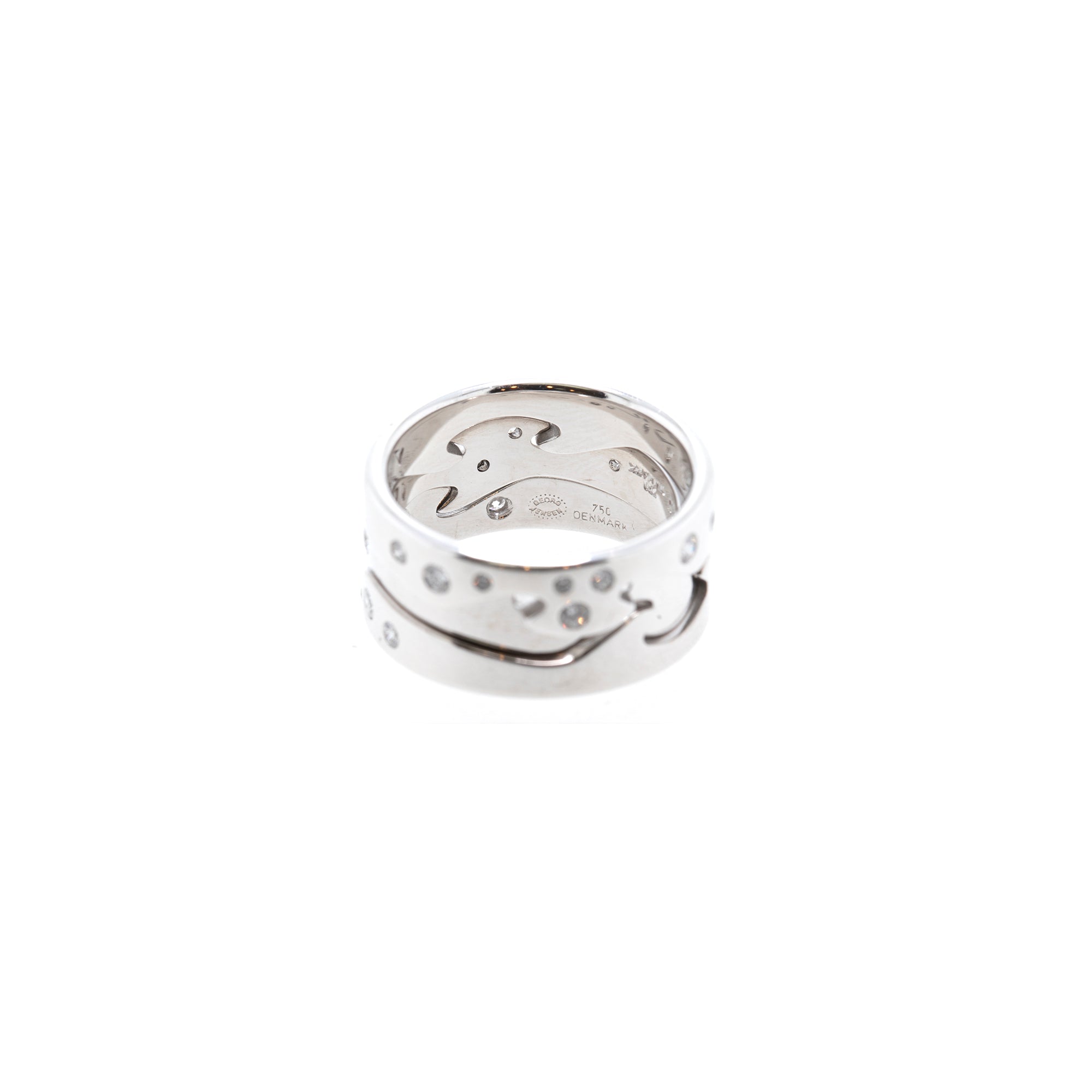 Georg Jensen 18k White Gold Diamond Fusion 3 Piece Ring Set