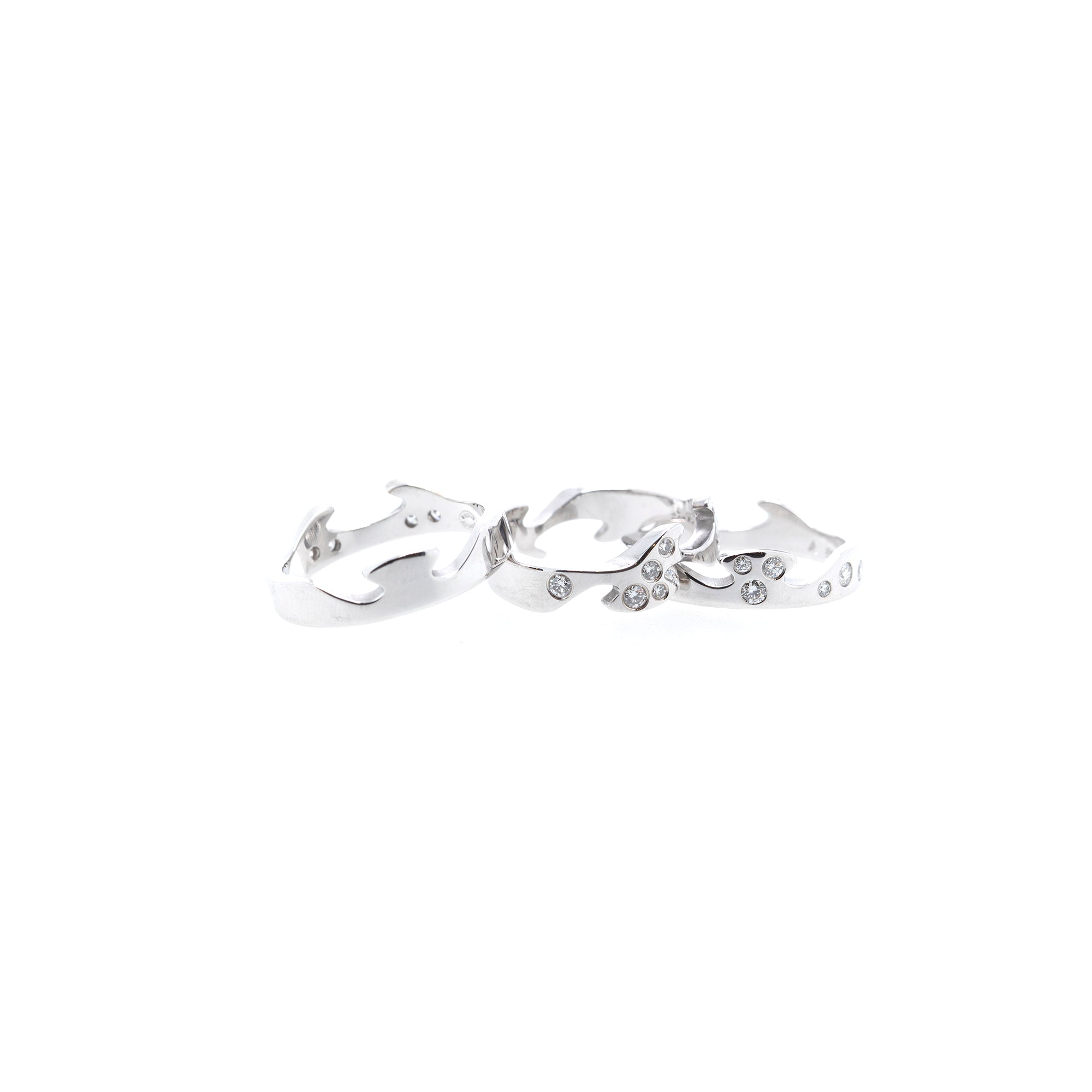Georg Jensen 18k White Gold Diamond Fusion 3 Piece Ring Set