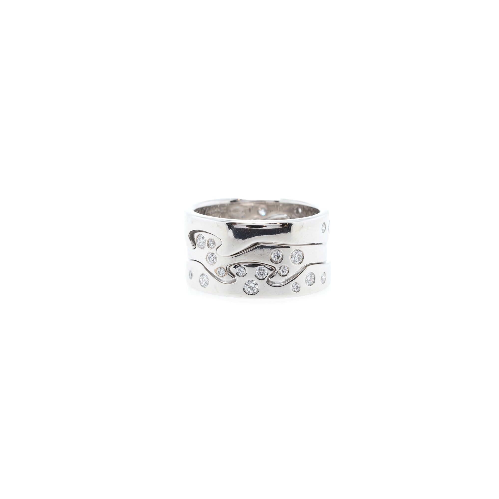 Georg Jensen 18k White Gold Diamond Fusion 3 Piece Ring Set