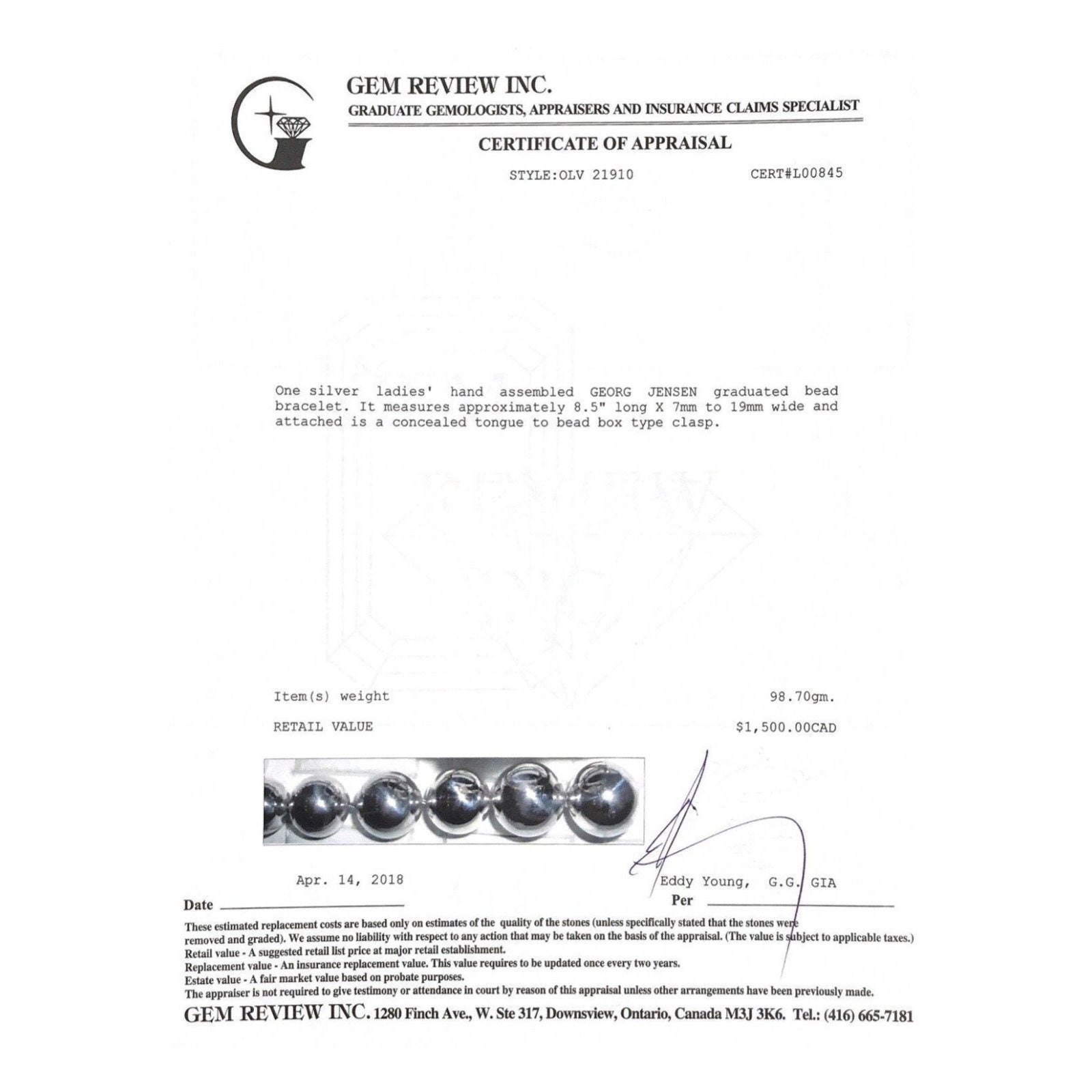 Georg Jensen Graduated Bead Bracelet