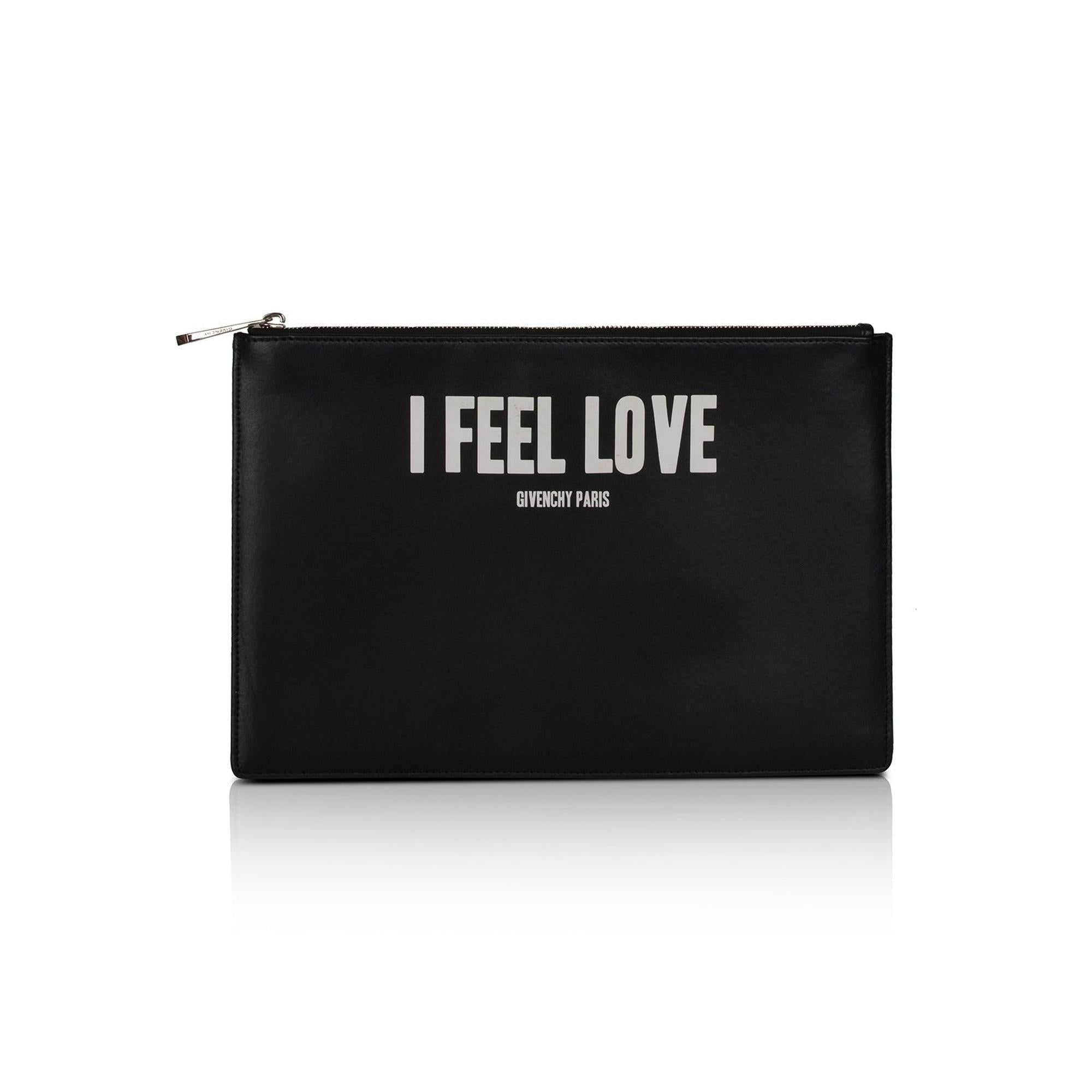 Givenchy Medium "I Feel Love" Printed Leather Clutch