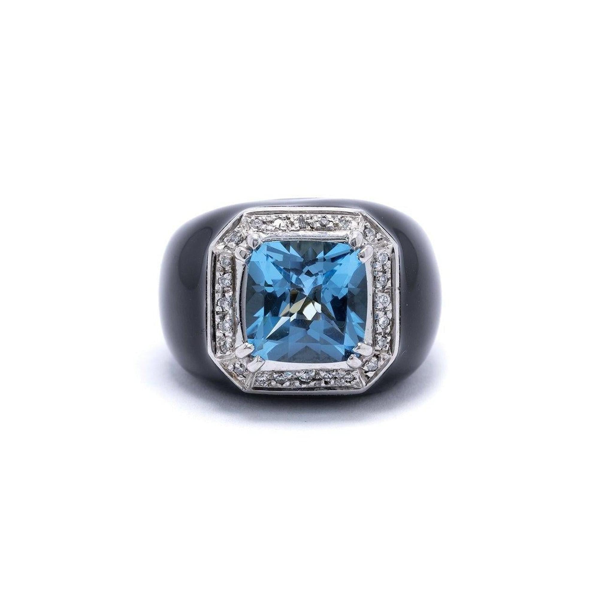 Grimoldi Blue Topaz and Diamond Cocktail Ring