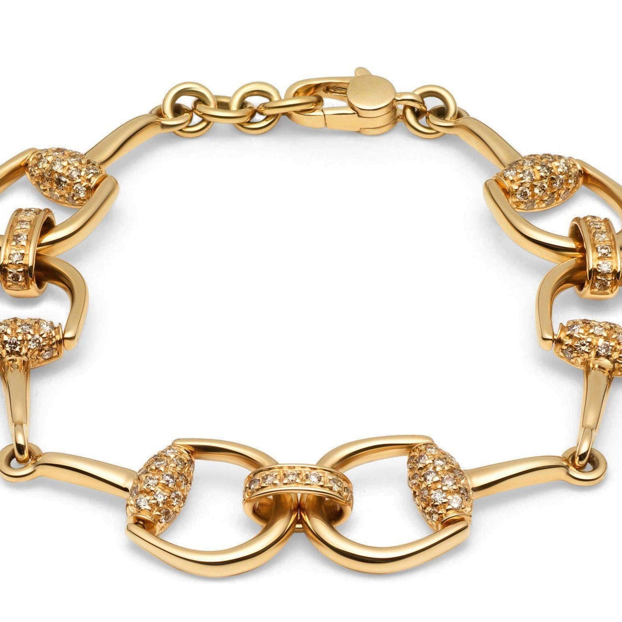 Gucci 18K Gold and Diamond Horsebit Link Bracelet