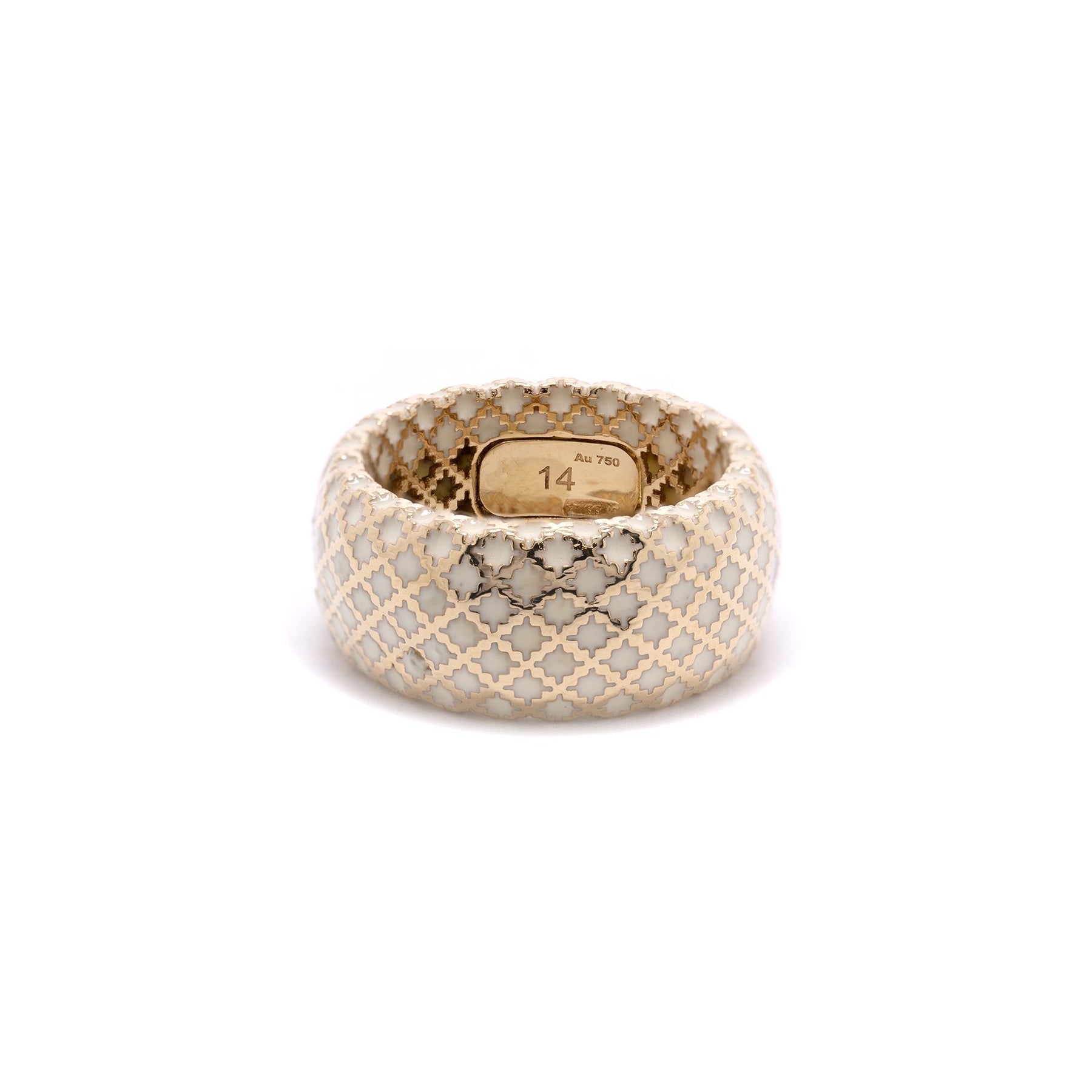 Gucci 18k Gold Enamel Diamantissima Ring