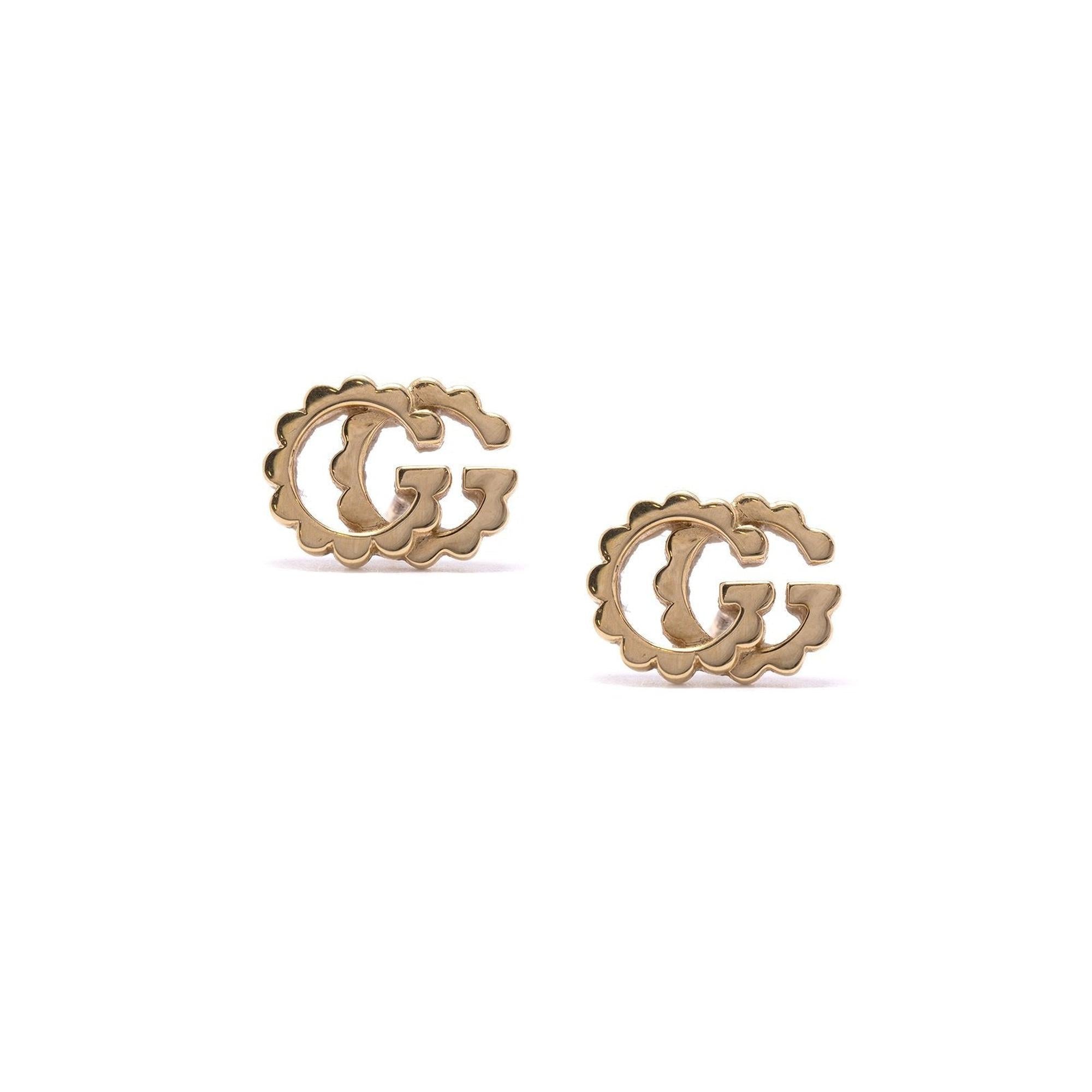 Gucci 18k Gold GG Running Stud Earrings w/ Box