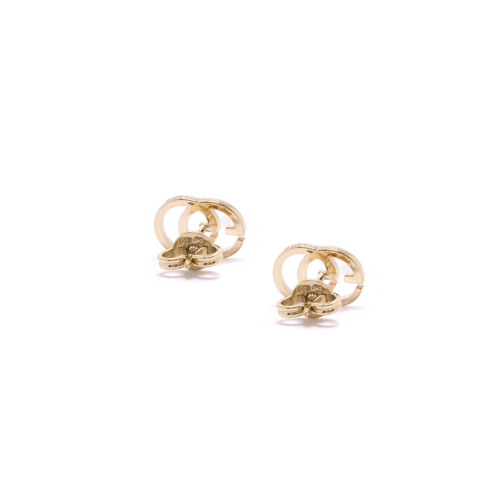 Gucci 18k Gold GG Tissue Stud Earrings w/ Box