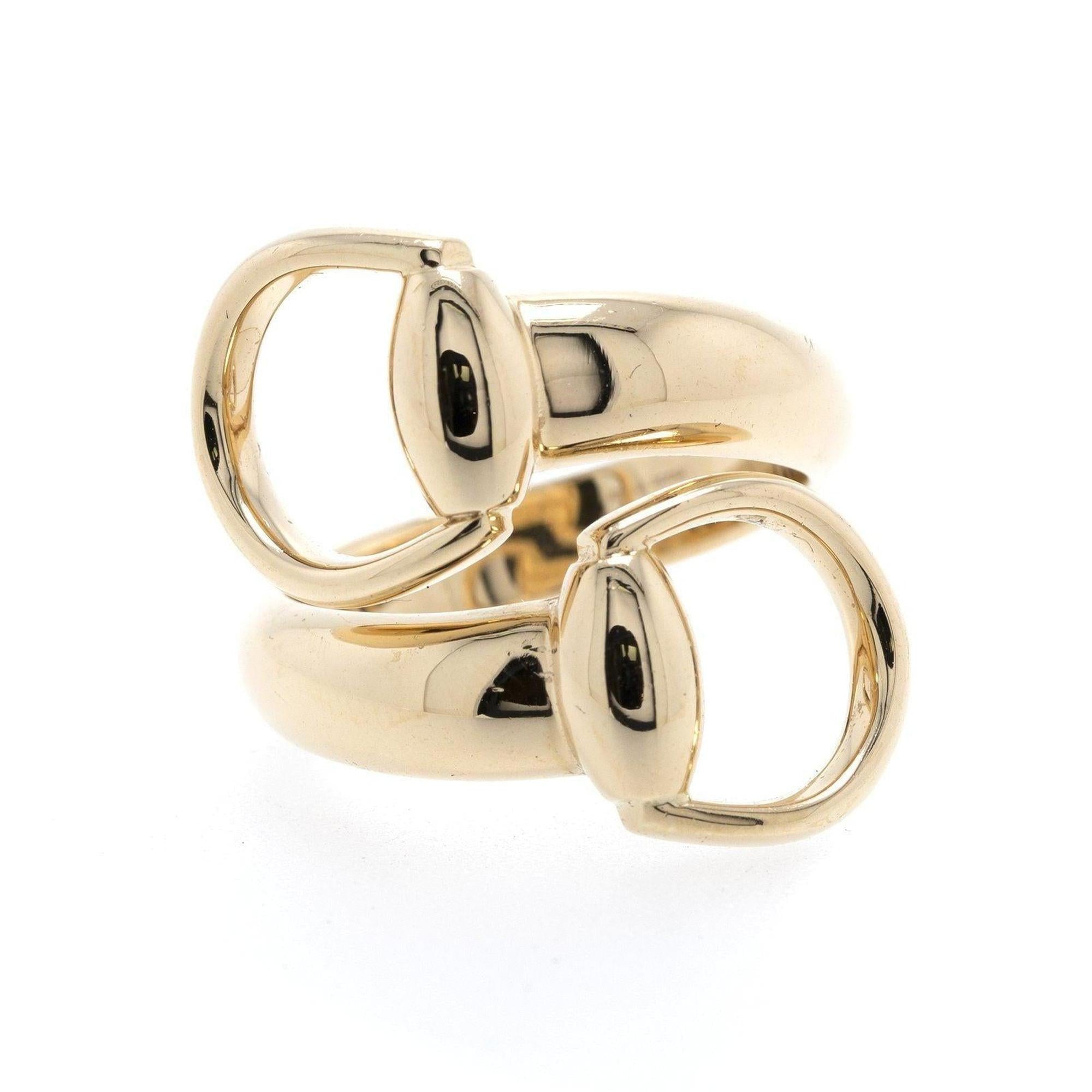 Gucci 18k Gold Horsebit Cocktail Ring