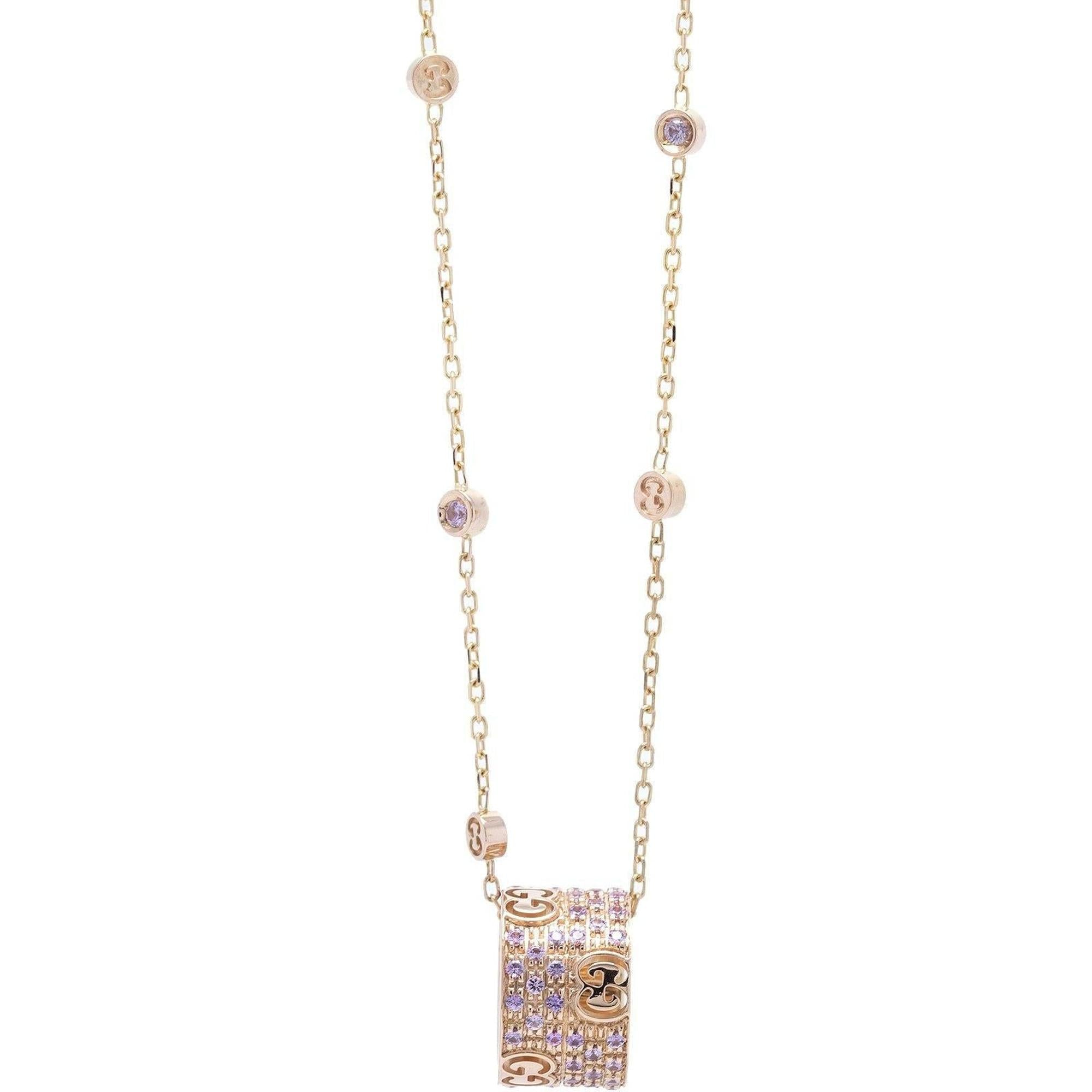 Gucci 18k Gold & Pink Sapphire Stardust Icon Pendant Necklace