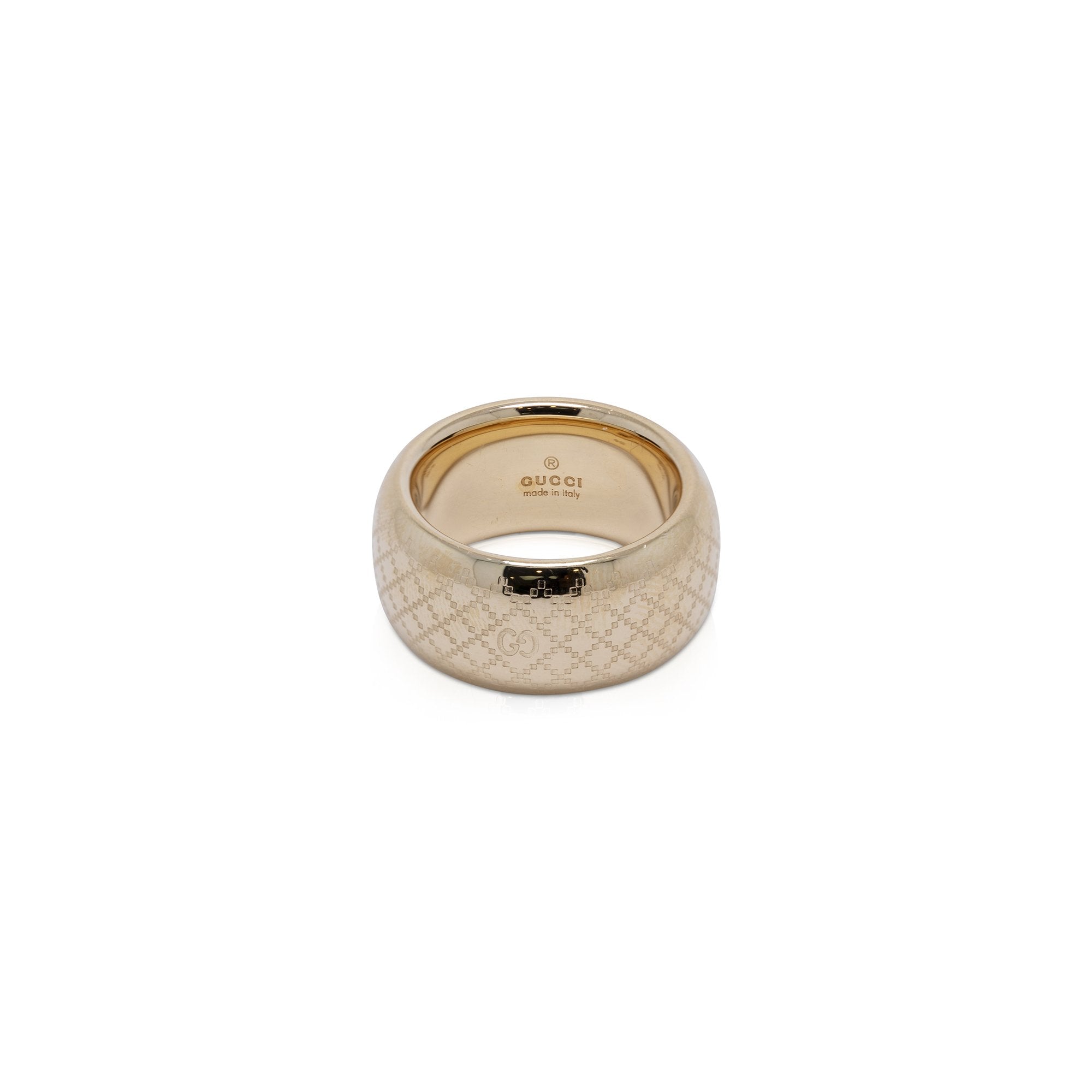 Gucci 18k Gold Wide Diamantissima Band Ring