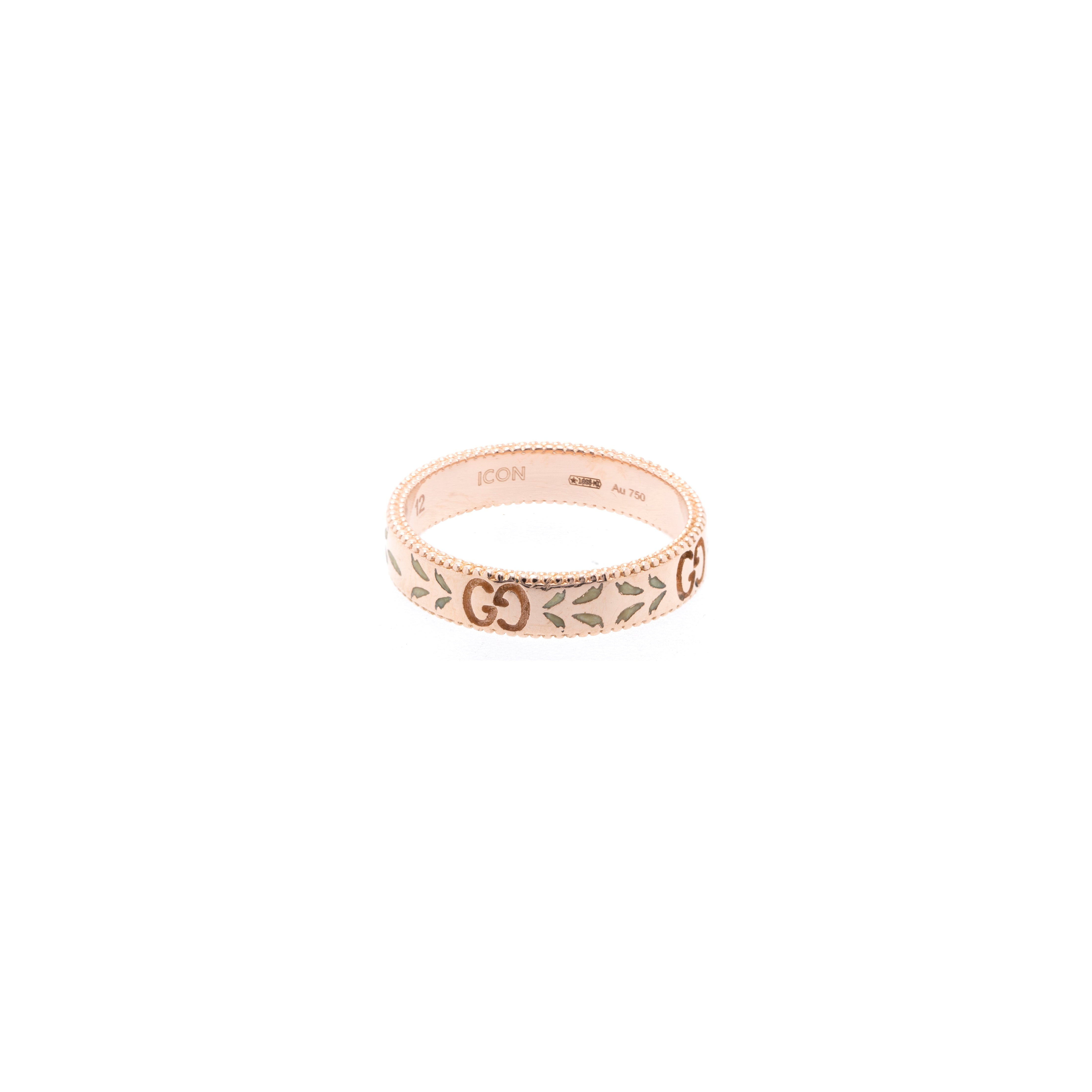 Gucci 18k Rose Gold Icon Blossoms Enamel Band Ring w/ Box