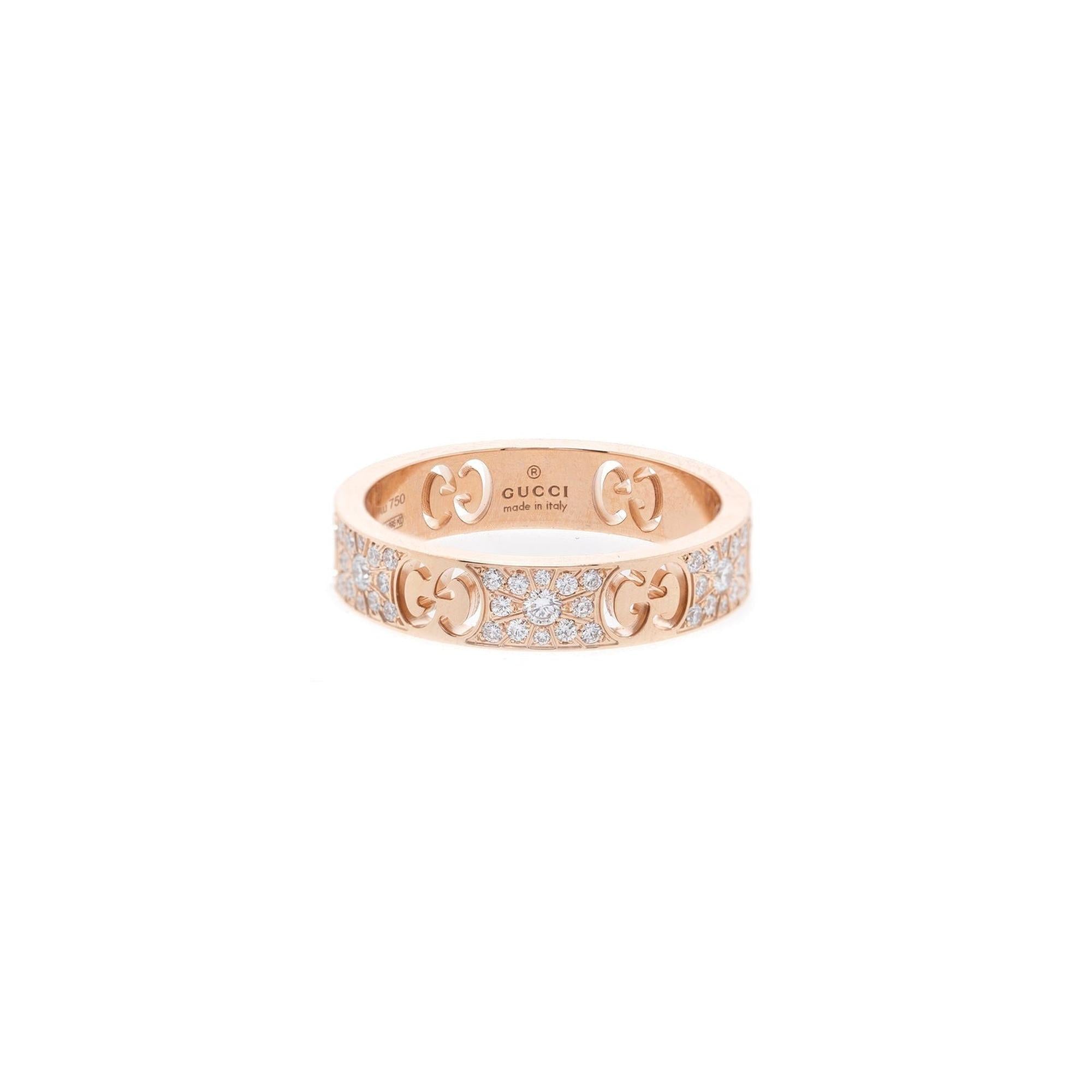Gucci 18k Rose Gold & Pave Diamond Icon Stardust Ring