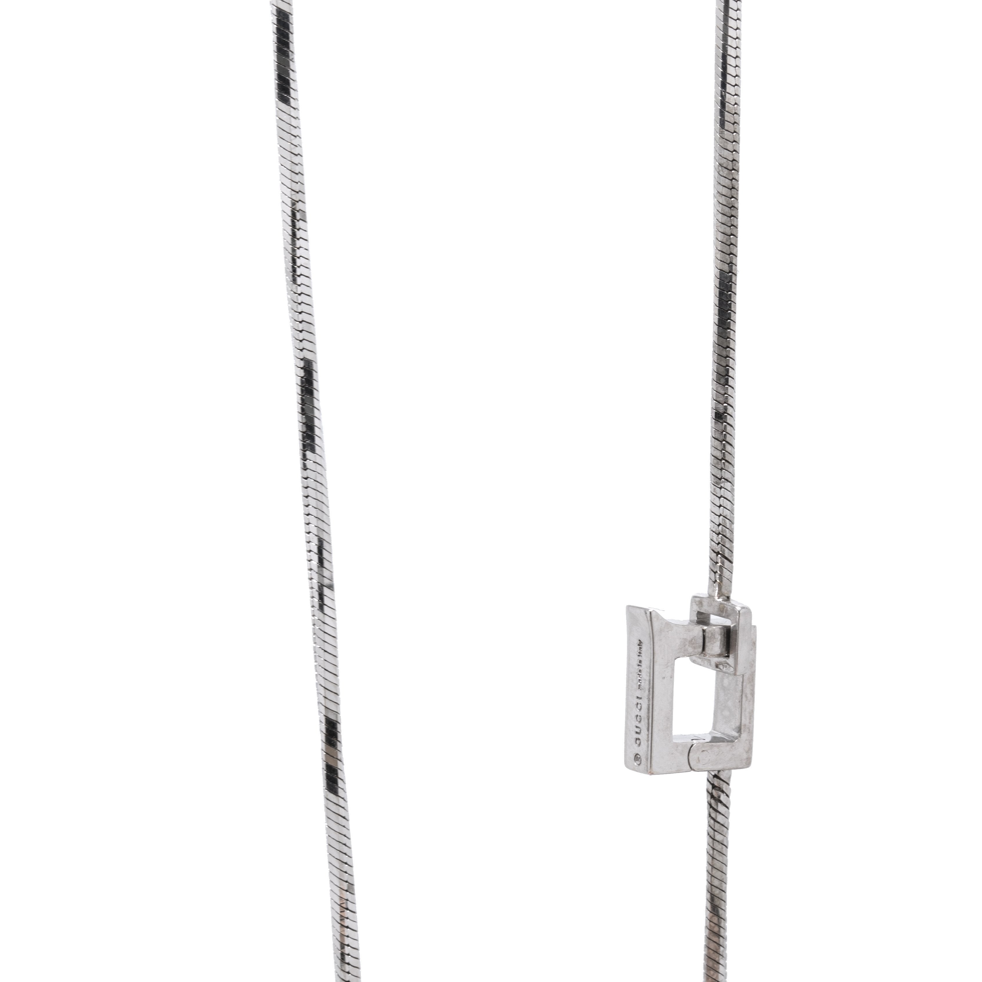 Gucci 18k White Gold Cube Necklace