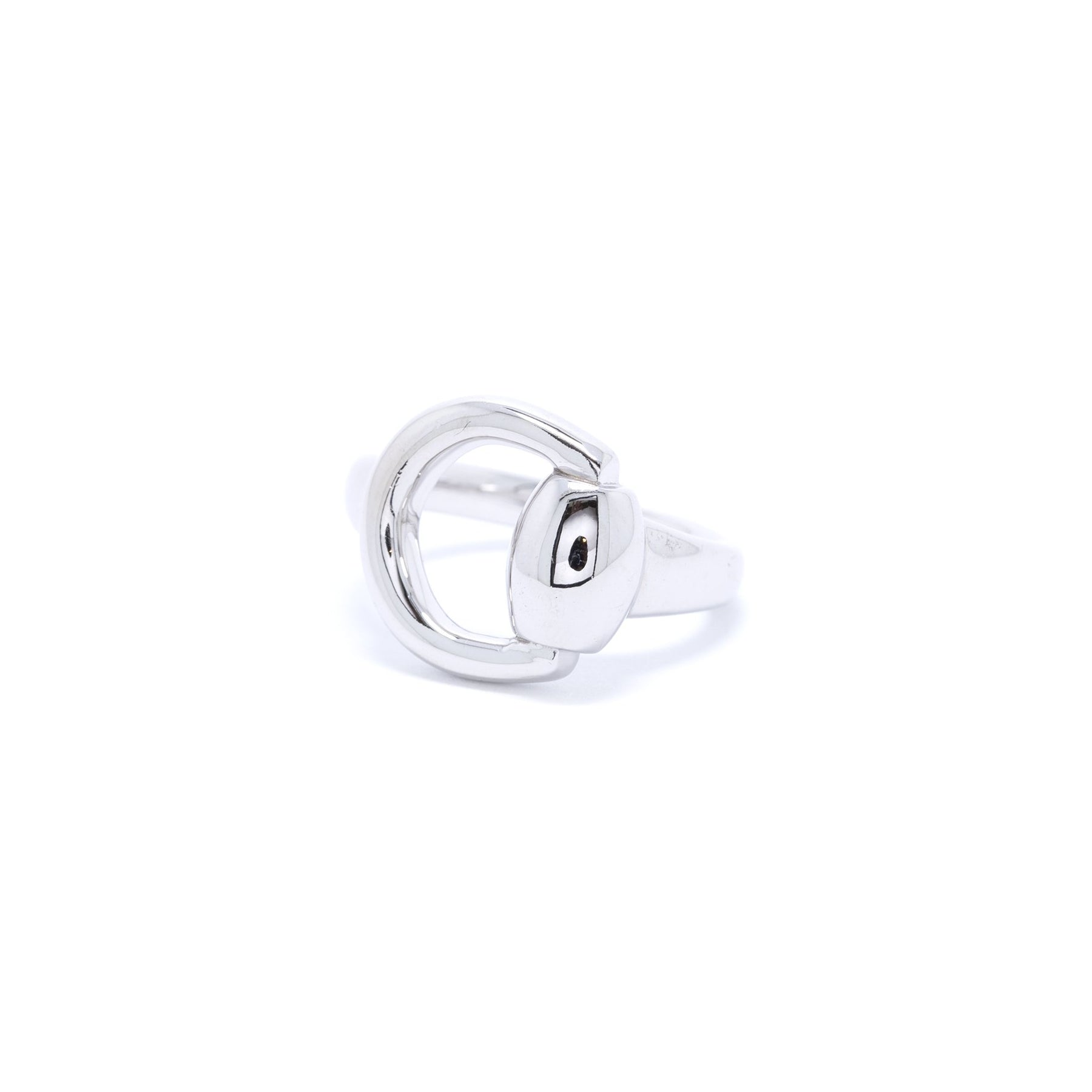 Gucci 18k White Gold Horsebit Ring