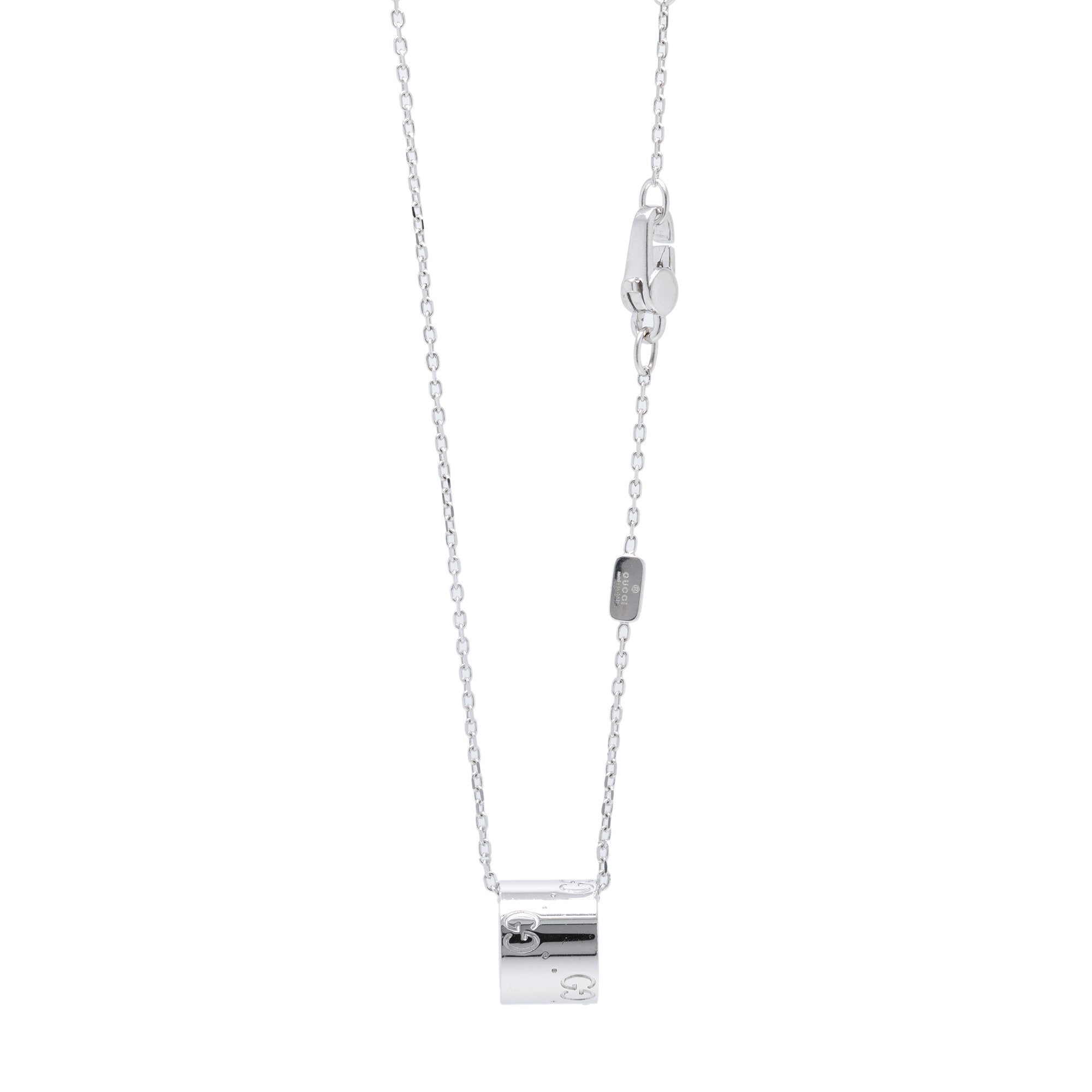 Gucci 18k White Gold Icon Pendant Necklace