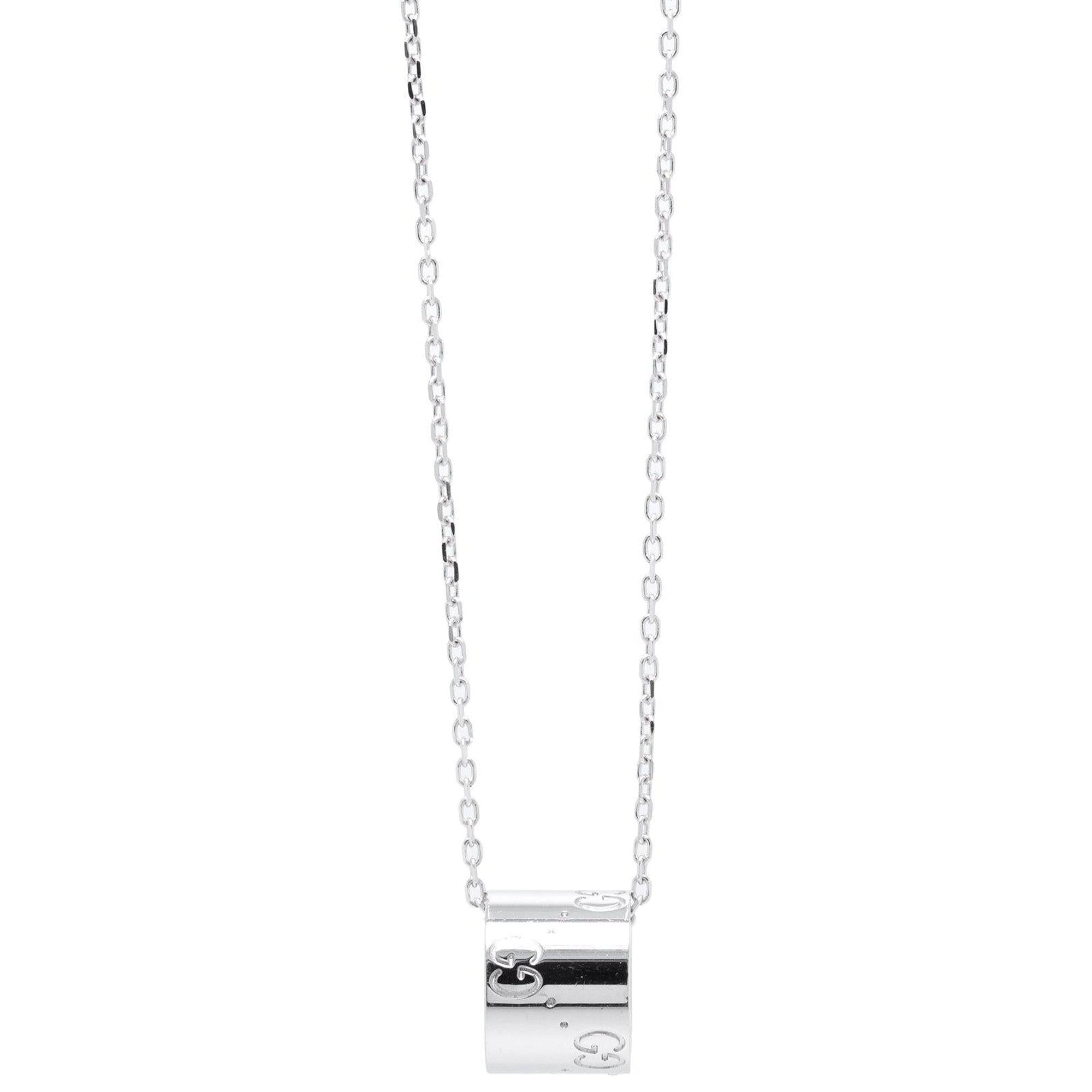 Gucci 18k White Gold Icon Pendant Necklace