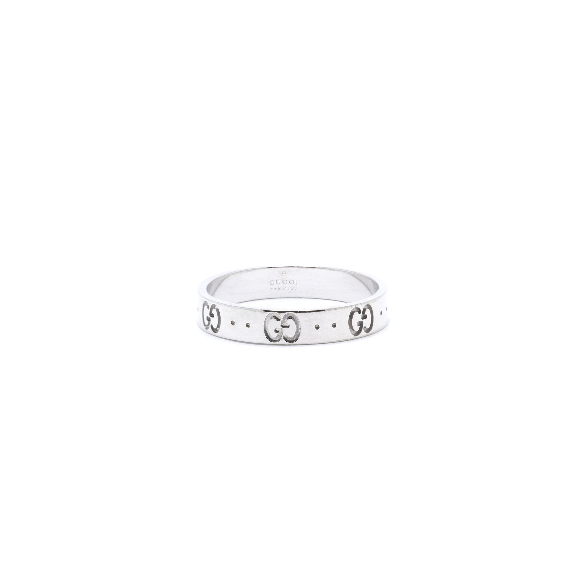 Gucci 18k White Gold Icon Thin Band Ring w/ Box