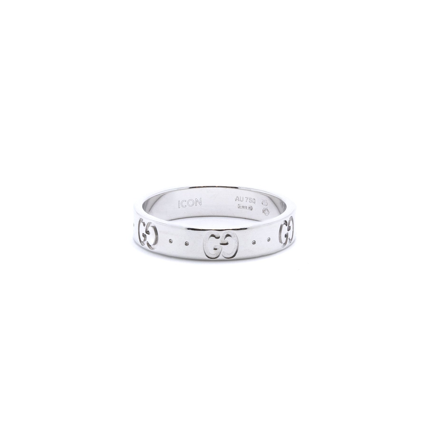 Gucci 18k White Gold Icon Thin Band Ring w/ box