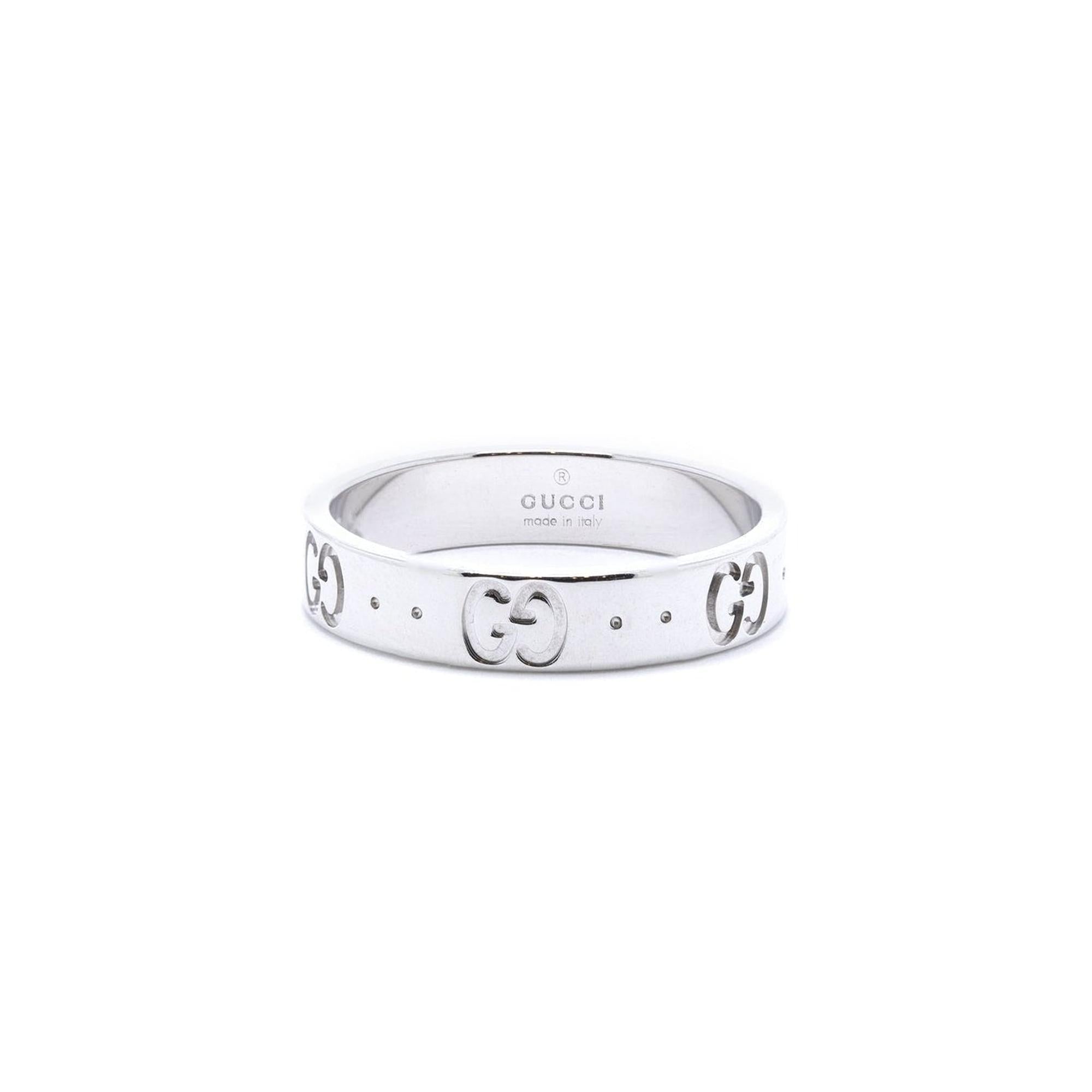 Gucci 18k White Gold Icon Thin Band Ring w/ box