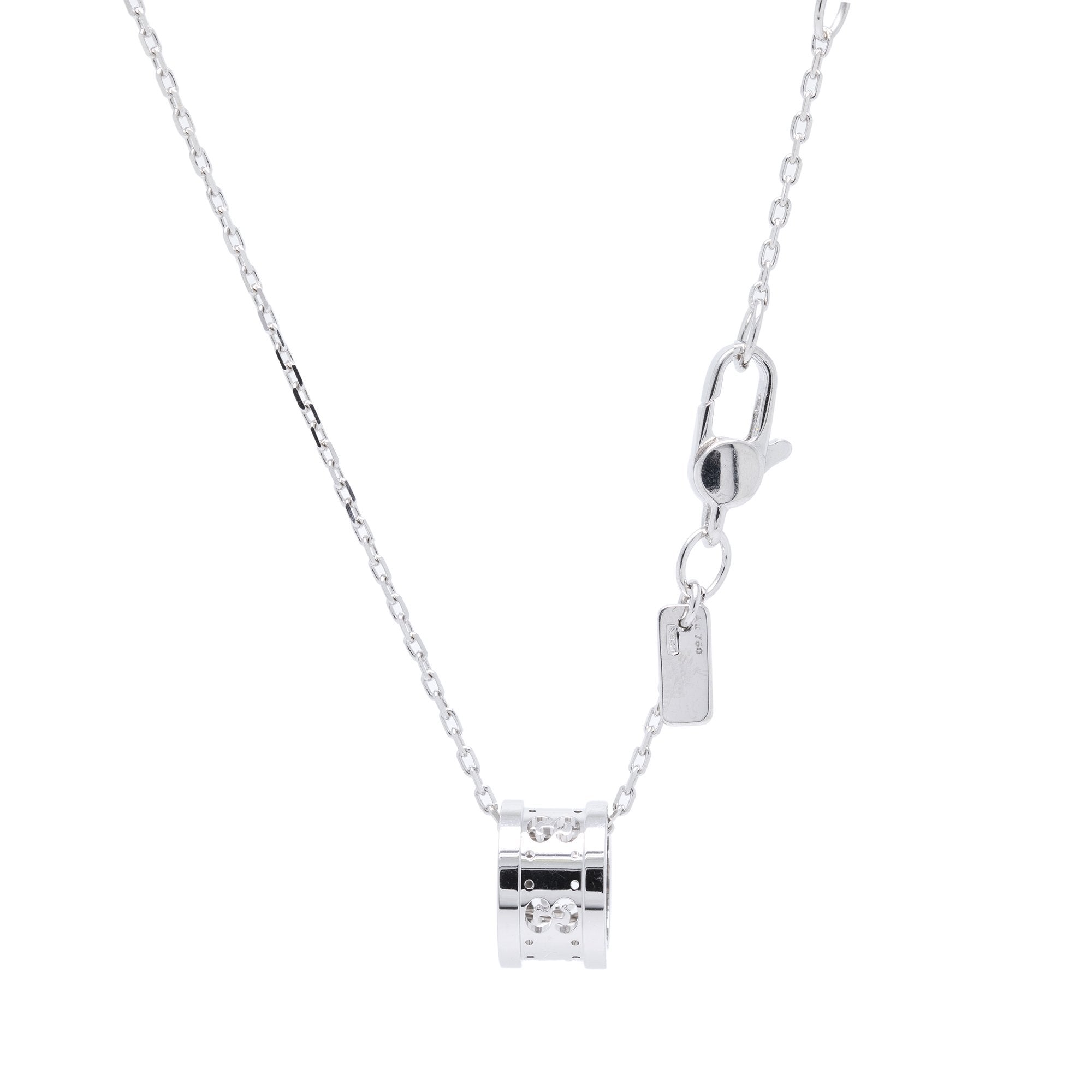 Gucci 18k White Gold Icon Twirl Pendant Necklace