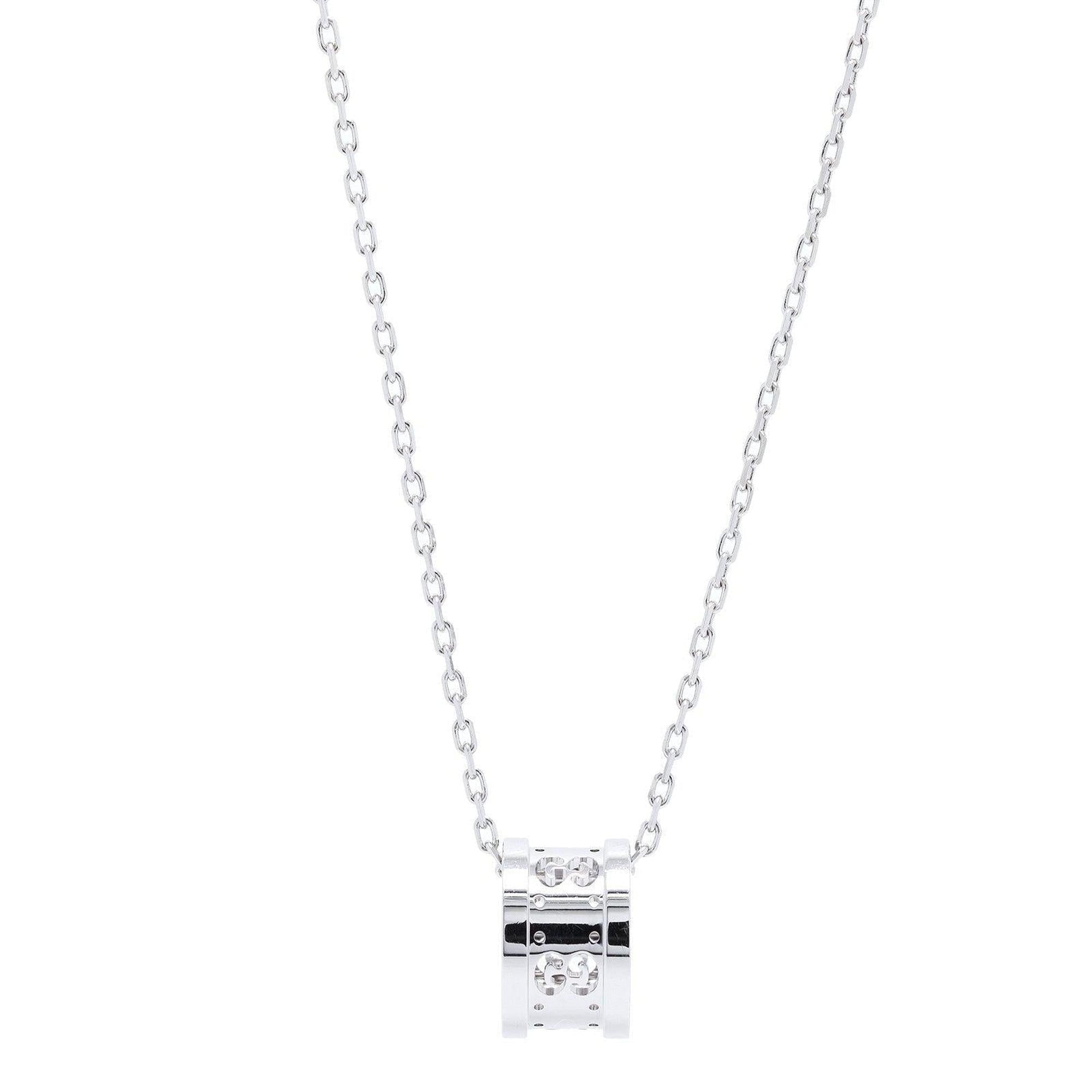 Gucci 18k White Gold Icon Twirl Pendant Necklace