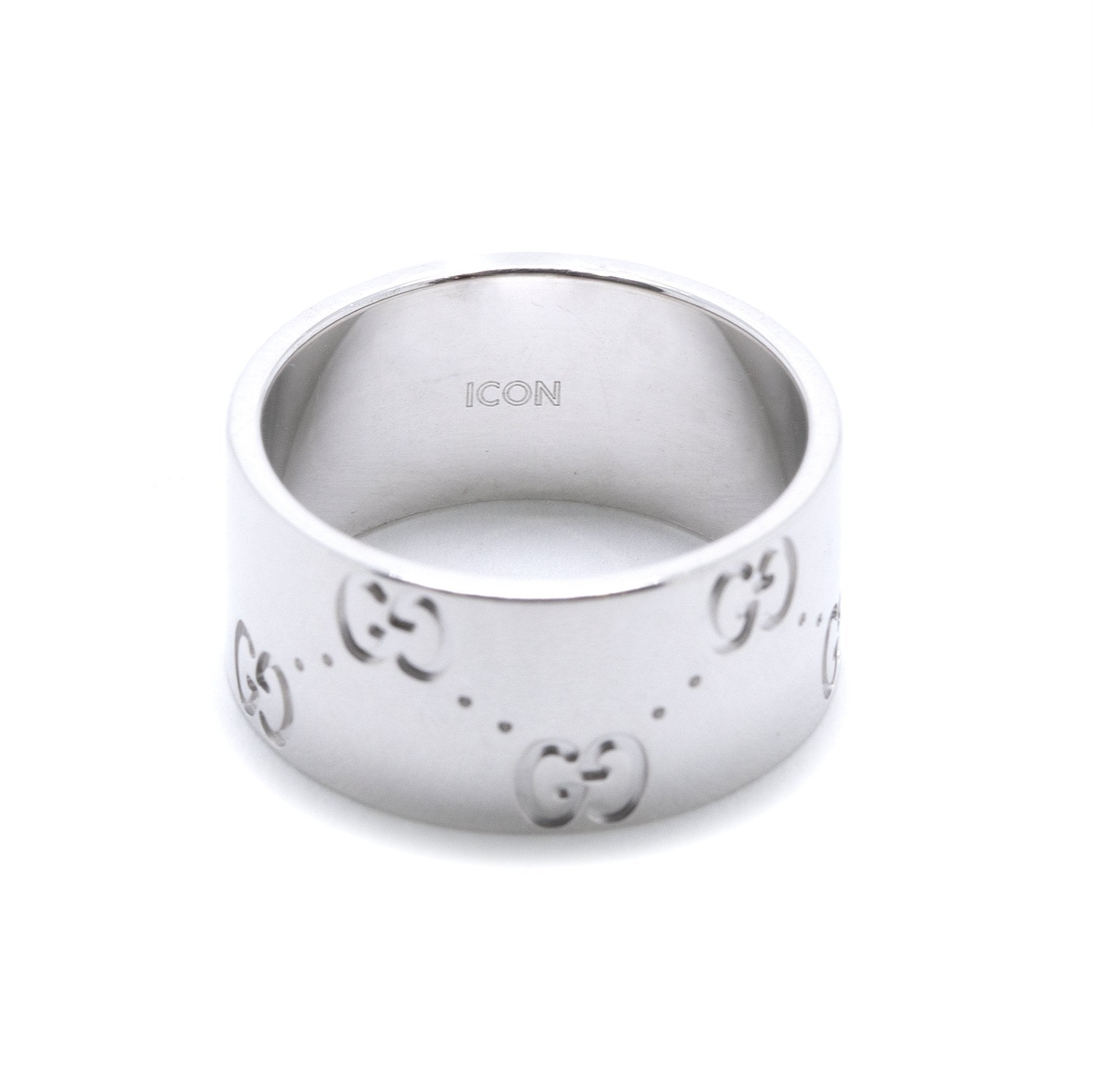 Gucci 18k White Gold Icon Wide Band Ring