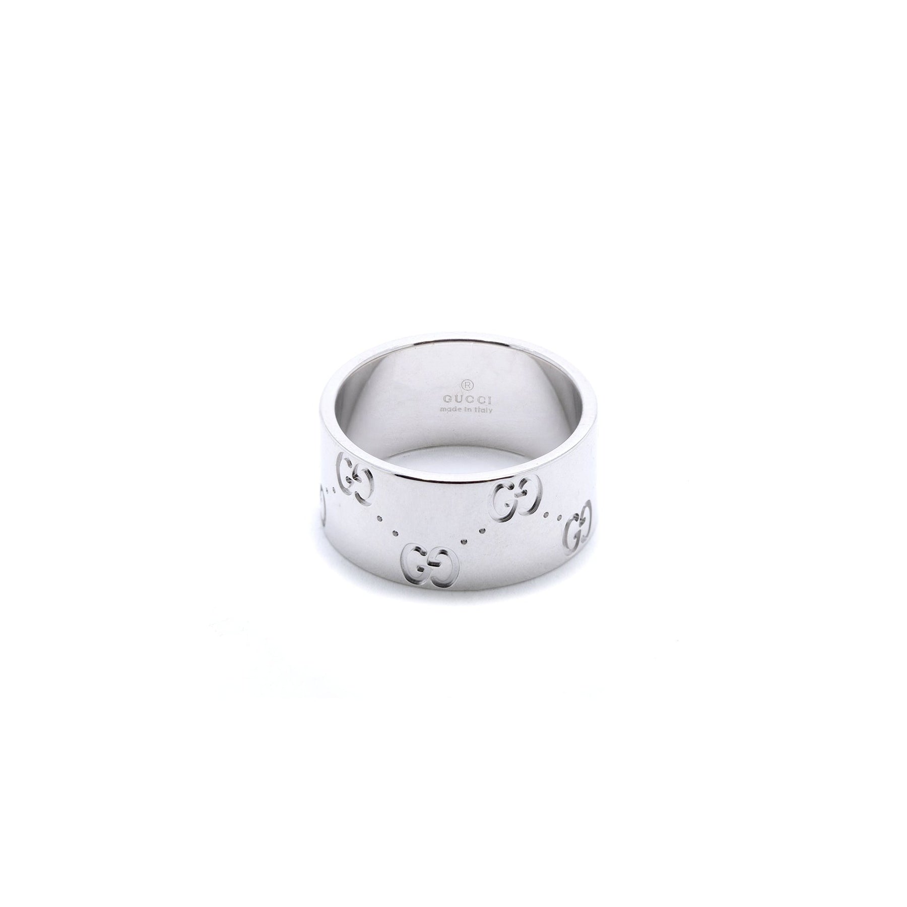 Gucci 18k White Gold Icon Wide Band Ring