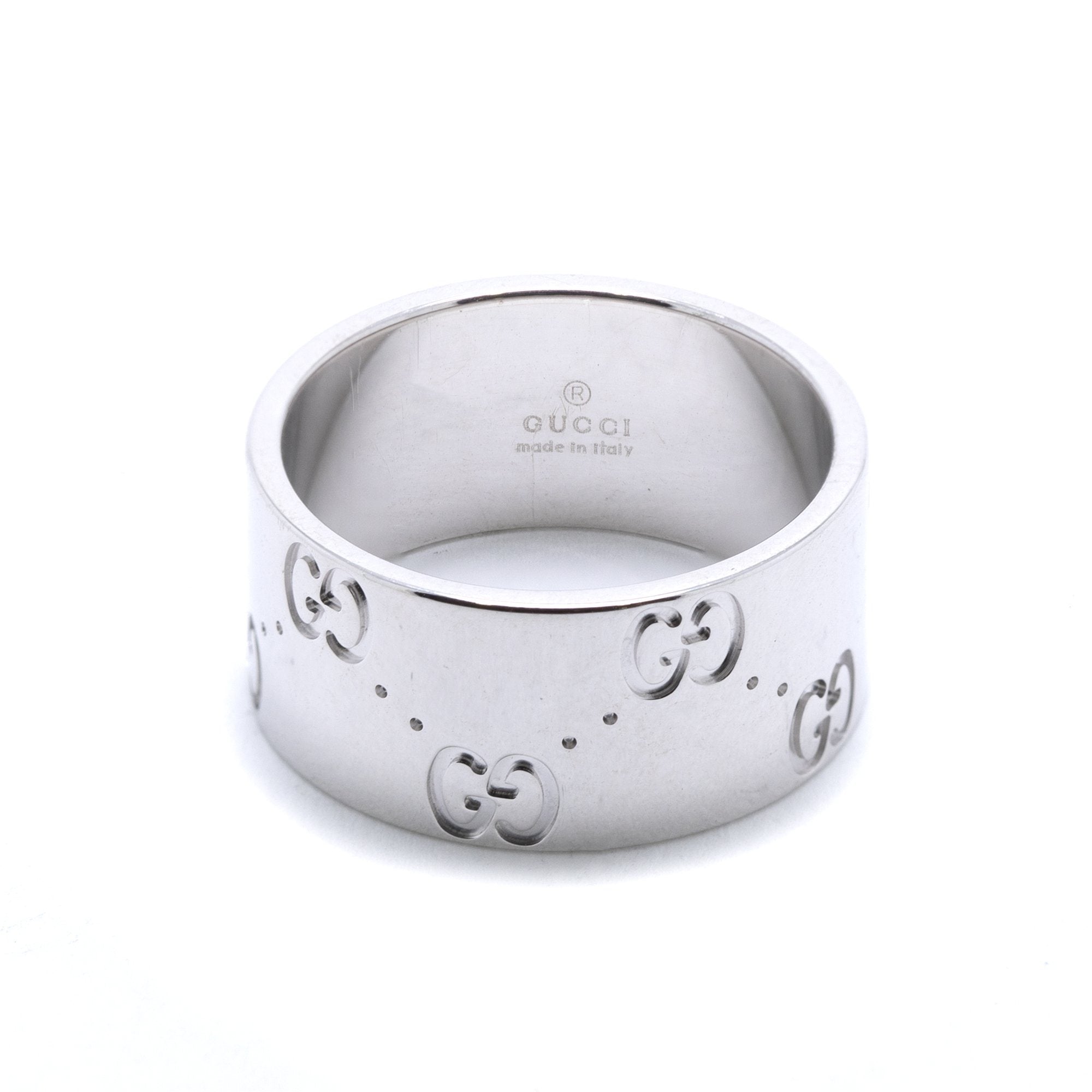 Gucci 18k White Gold Icon Wide Band Ring