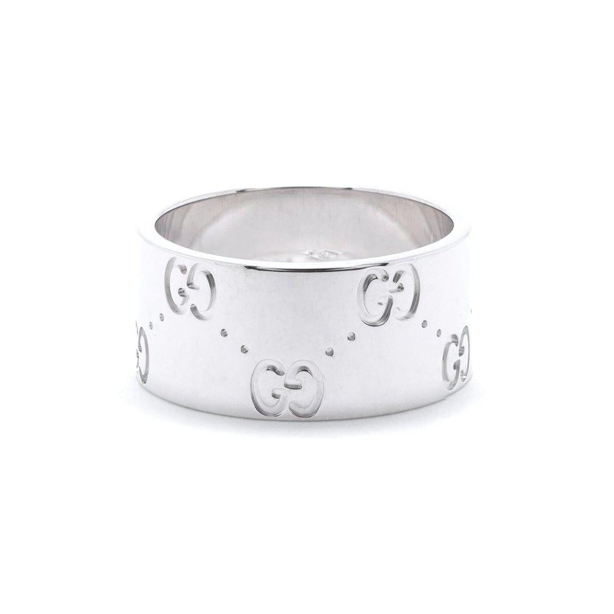 Gucci 18k White Gold Icon Wide Band Ring