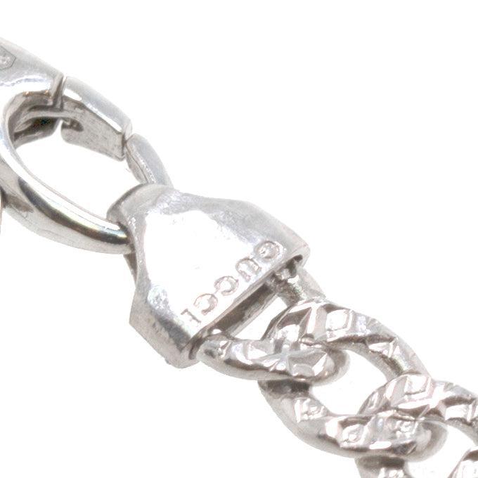 Gucci 18k White Gold Lion Head Bracelet with Aquamarine & Diamonds