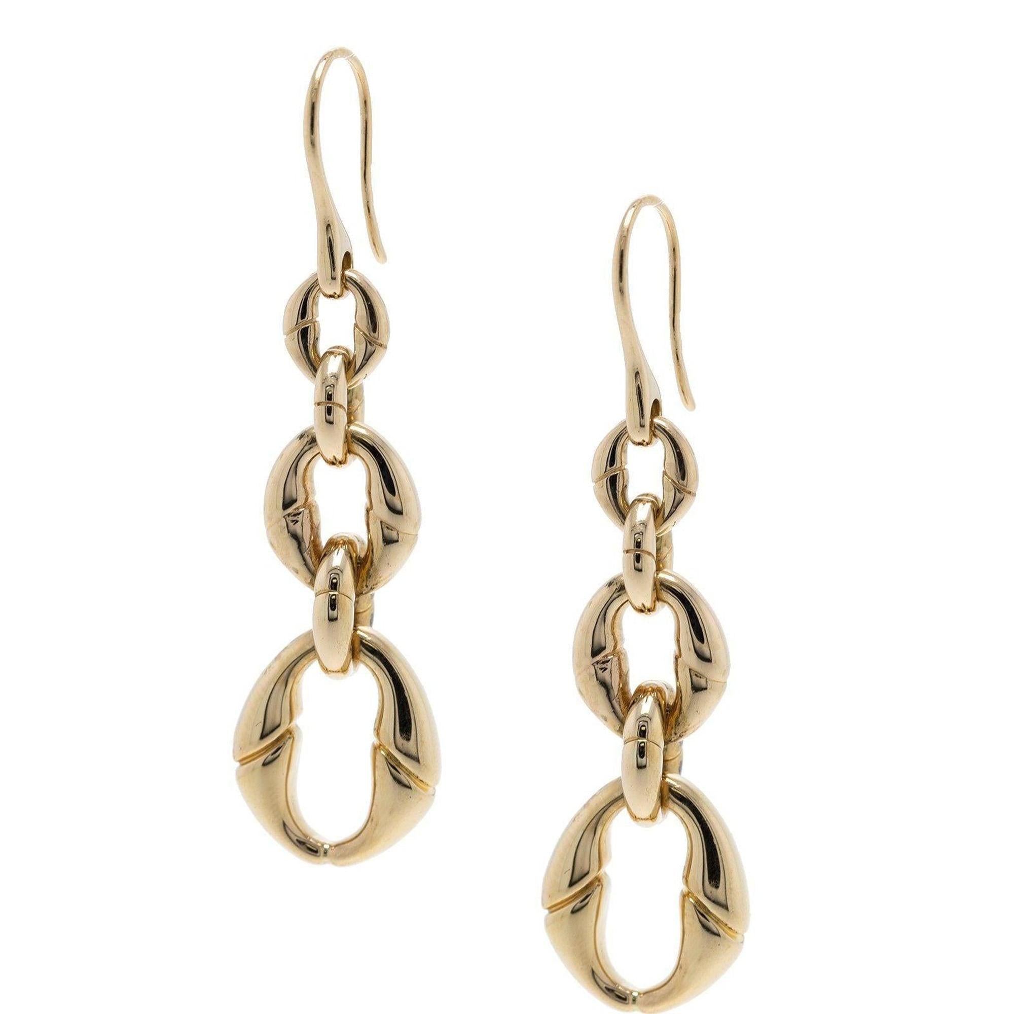 Gucci 18k Yellow Gold Bamboo Link Drop Earrings