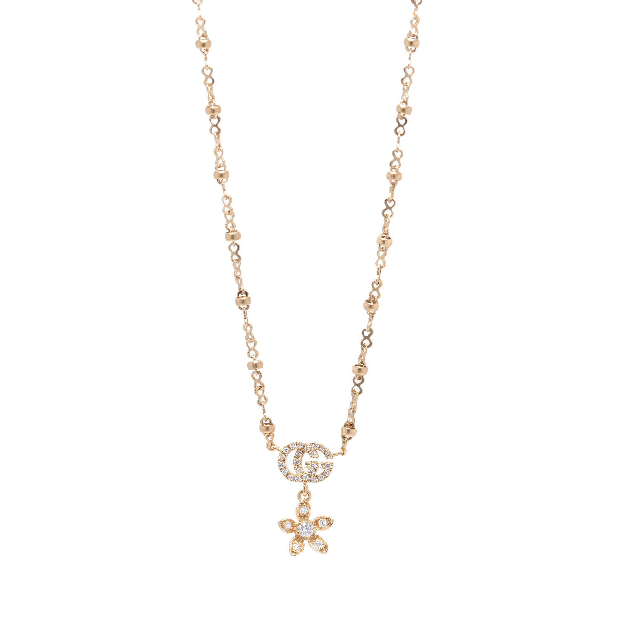 Gucci 18k Yellow Gold Flora Necklace with Diamonds