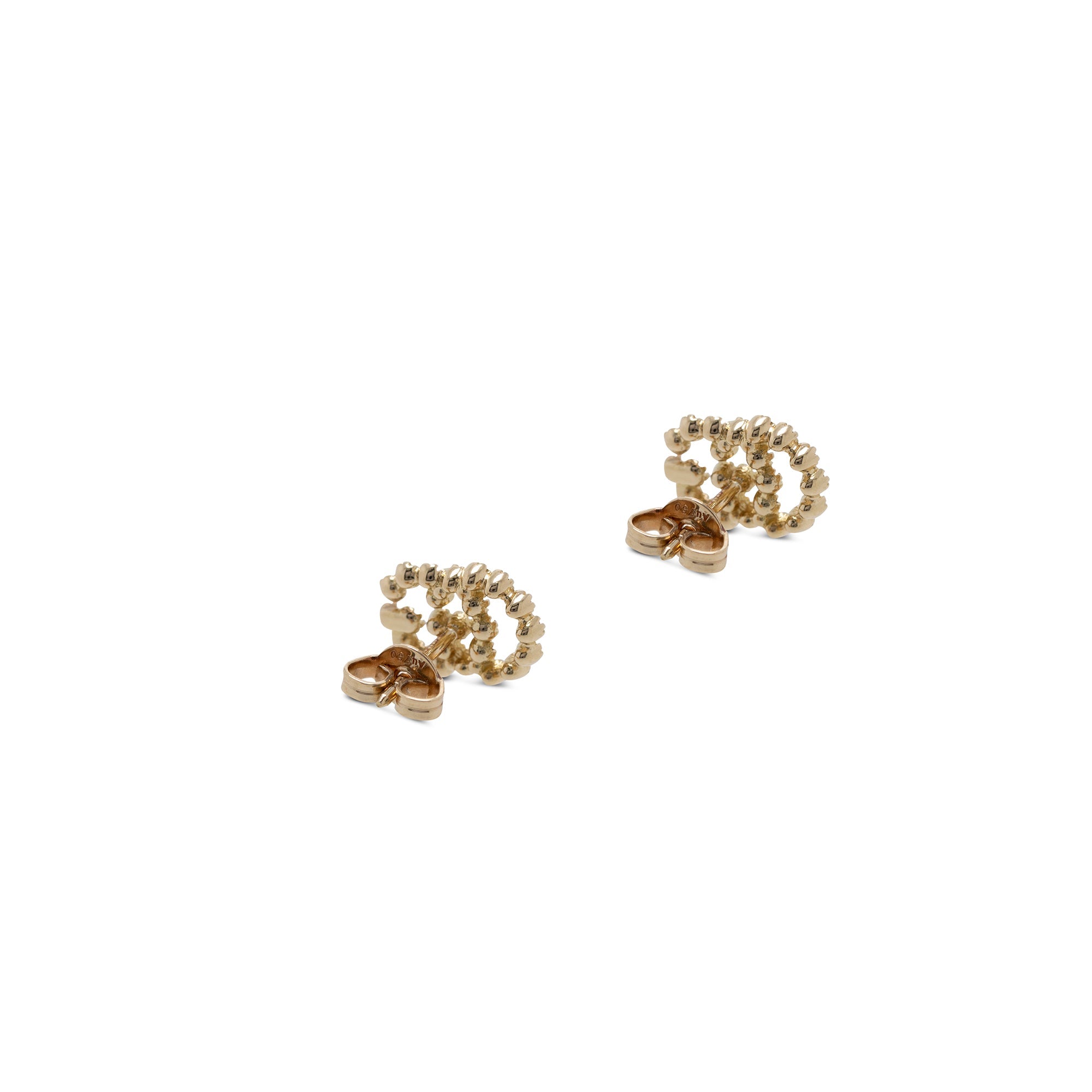 Gucci 18k Yellow Gold GG Running Stud Earrings with Diamonds