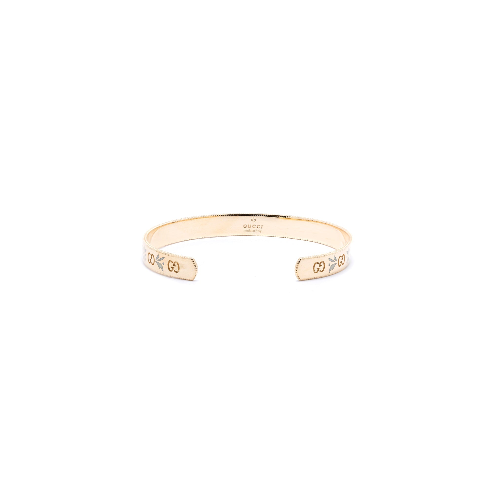 Gucci 18k Yellow Gold Icon Blossom Enamel Cuff Bracelet