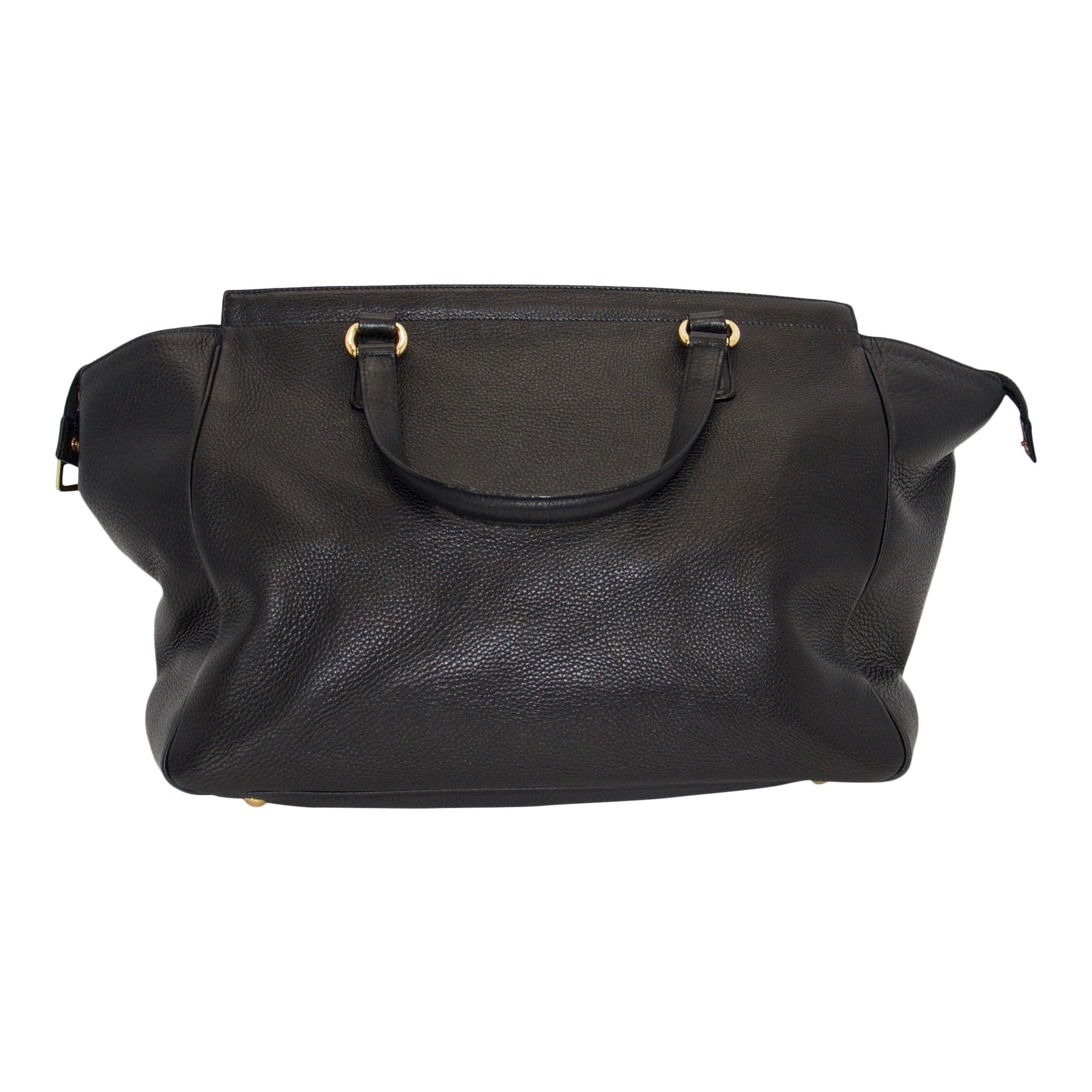 Gucci 1973 Black Leather Large Top Handle Bag