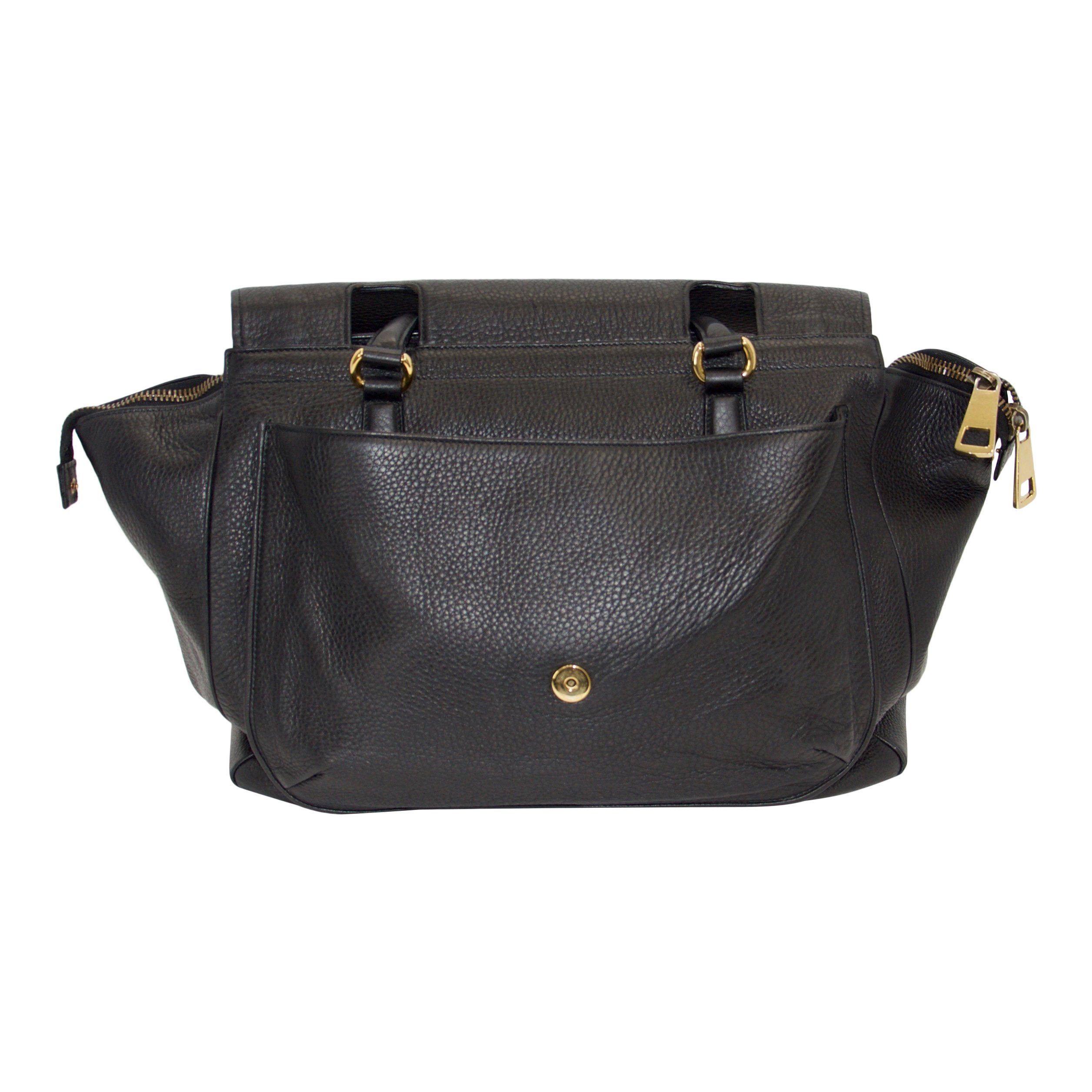 Gucci 1973 Black Leather Large Top Handle Bag