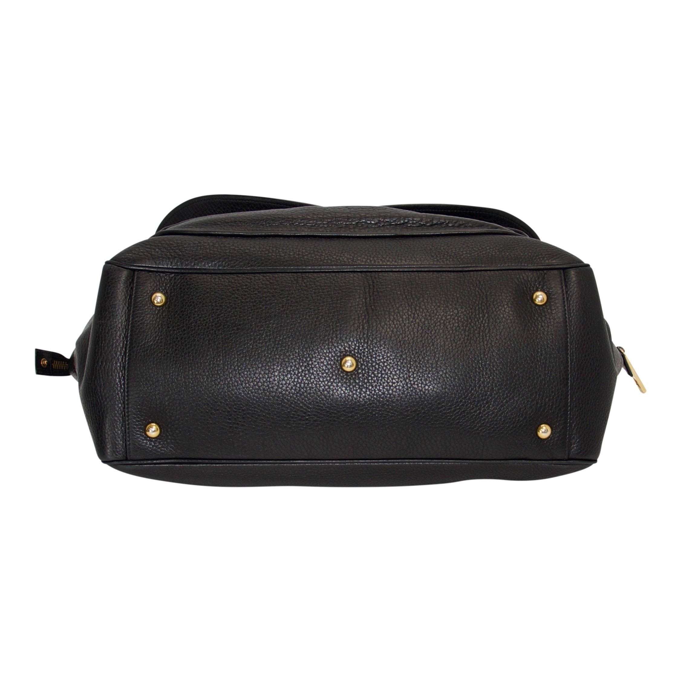 Gucci 1973 Black Leather Large Top Handle Bag