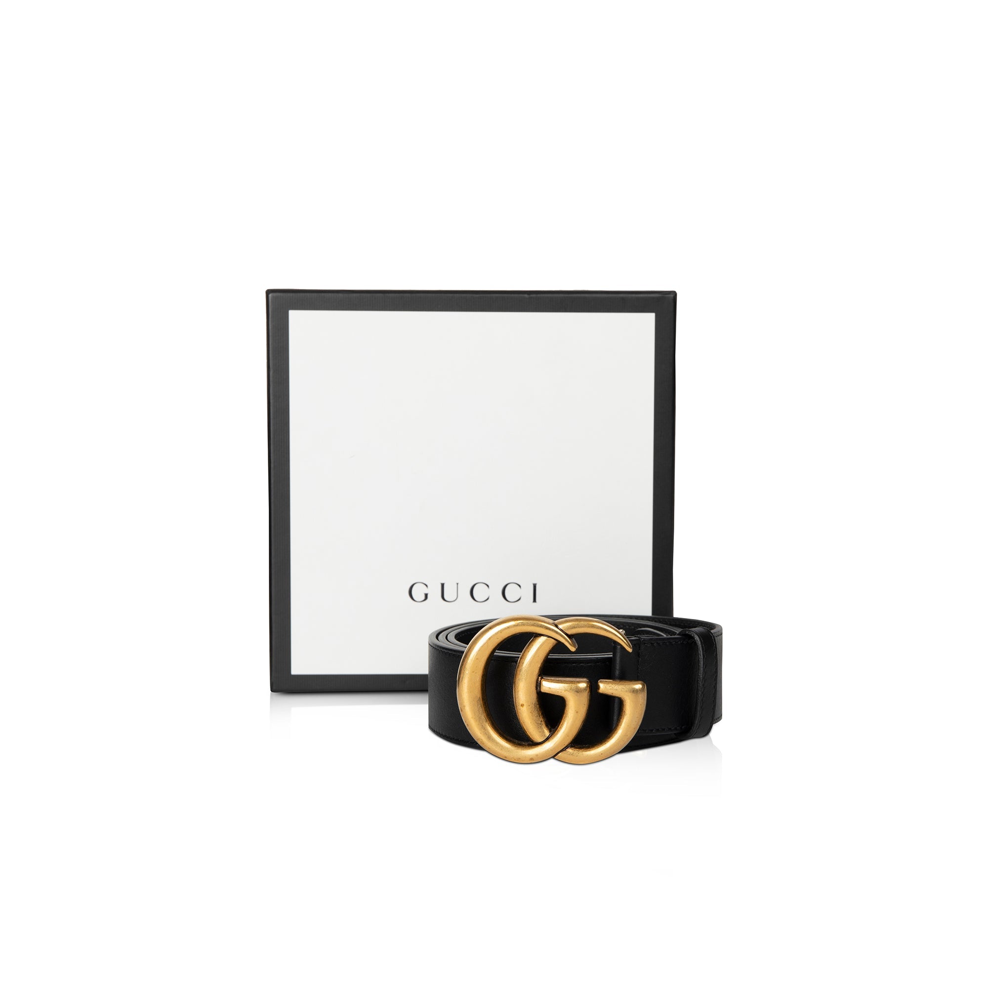 Gucci 2015 Re-edition Wide Leather Belt with Double G Buckle w/ Box