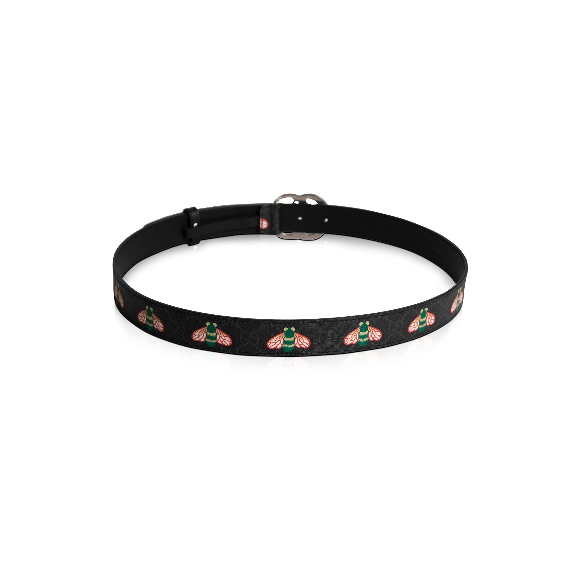 Gucci Bee Accent GG Supreme Thin Belt with Double G Buckle w/ Box