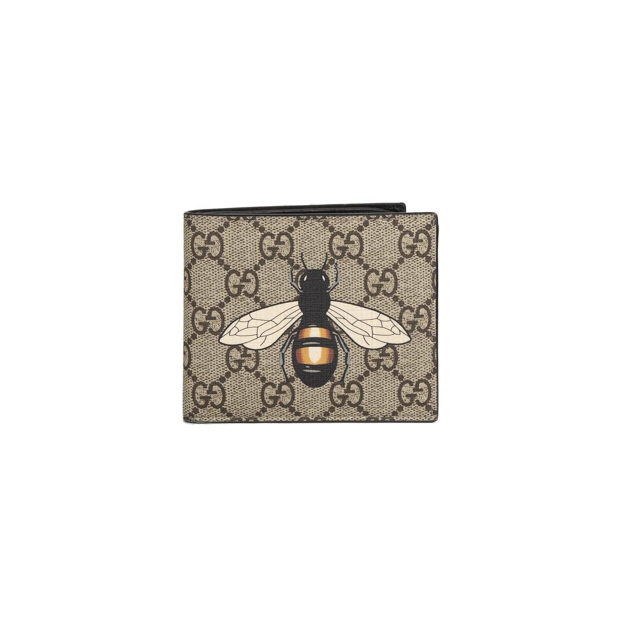 Gucci Bee Print GG Supreme Bifold Wallet