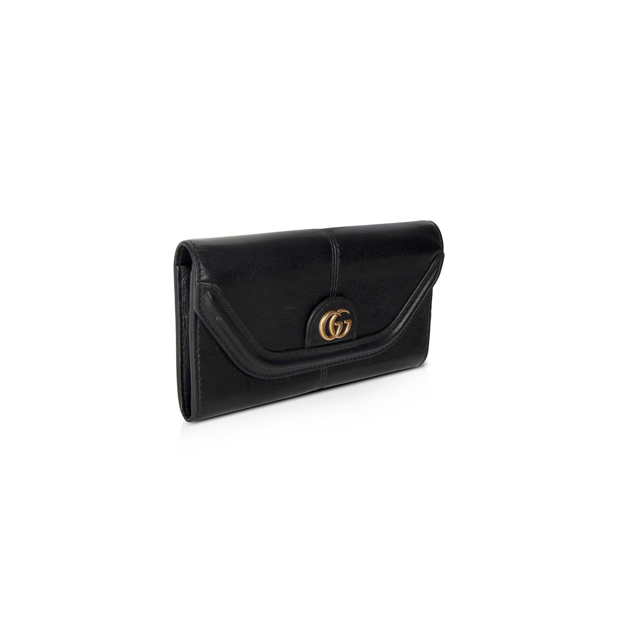 Gucci Black Calfskin Leather Flap Wallet